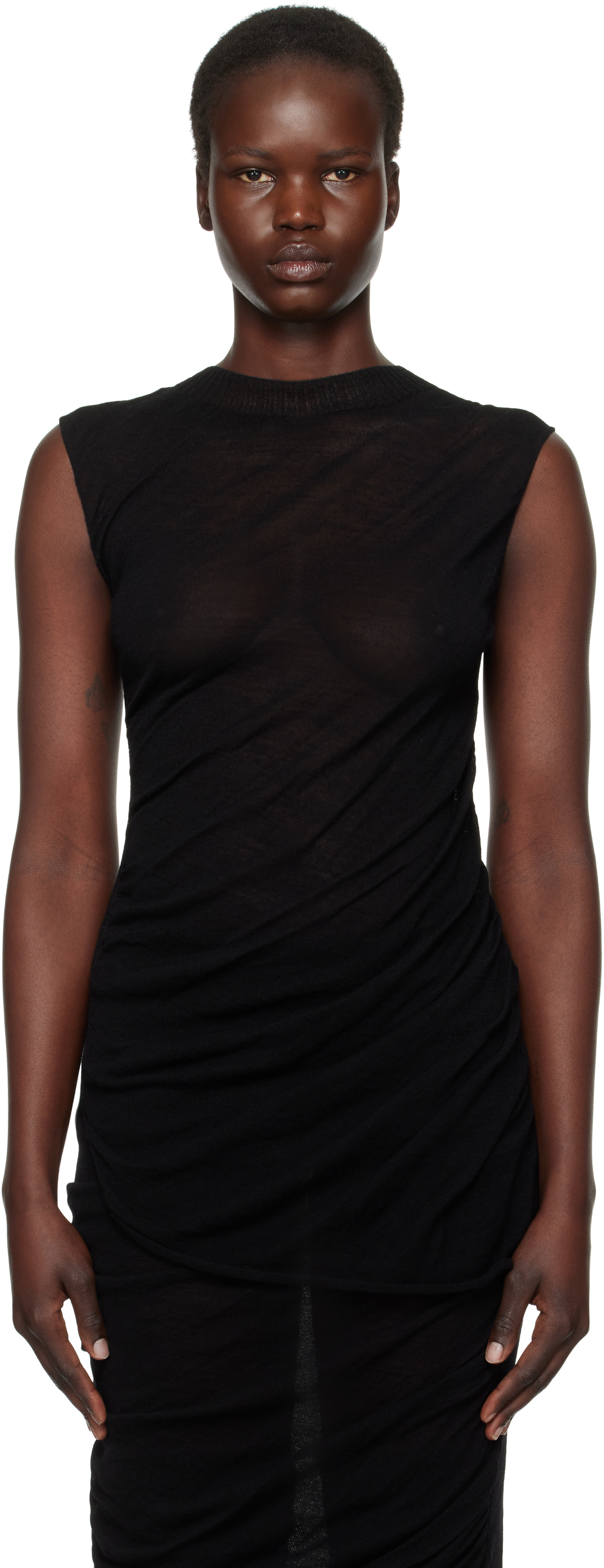 ISSEY MIYAKE: Black Ambiguous Wool Top | SSENSE ISSEY MIYAKE: Black Ambiguous Wool Top | SSENSE