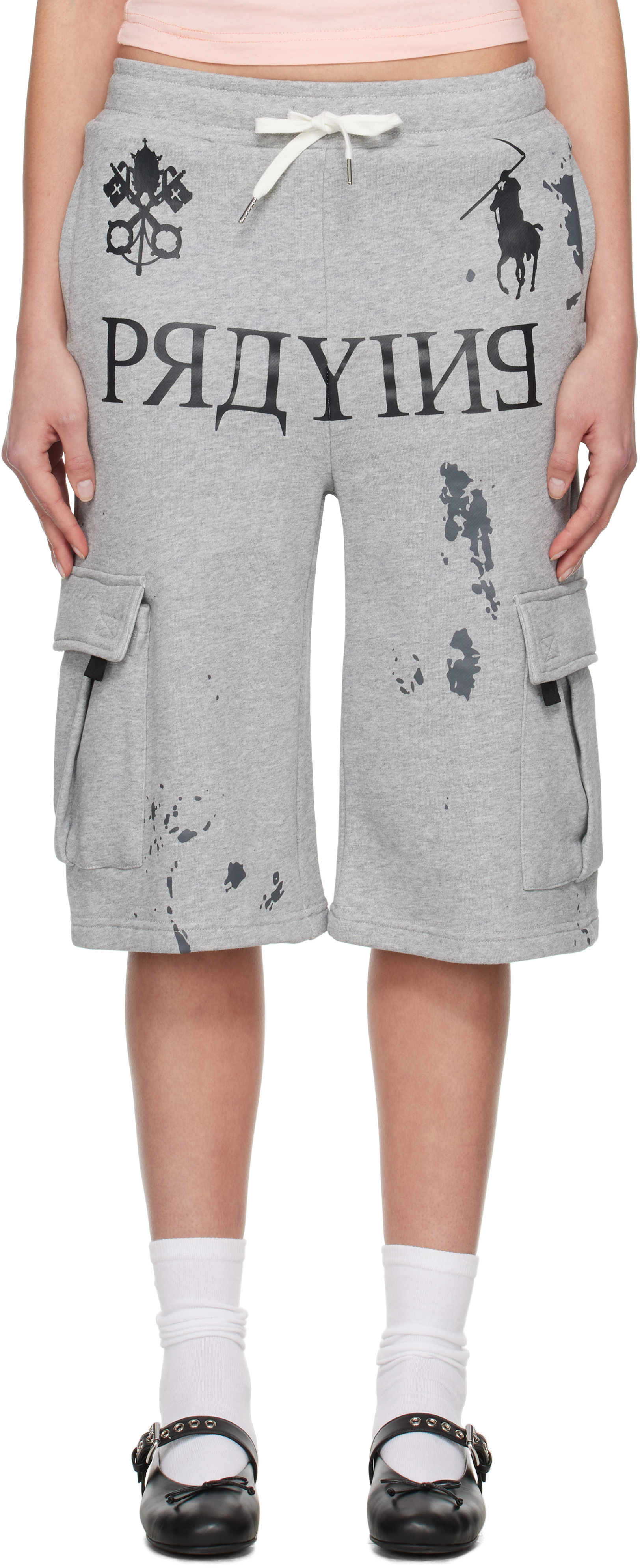 Gray 
Praying
 AI Logo Shorts