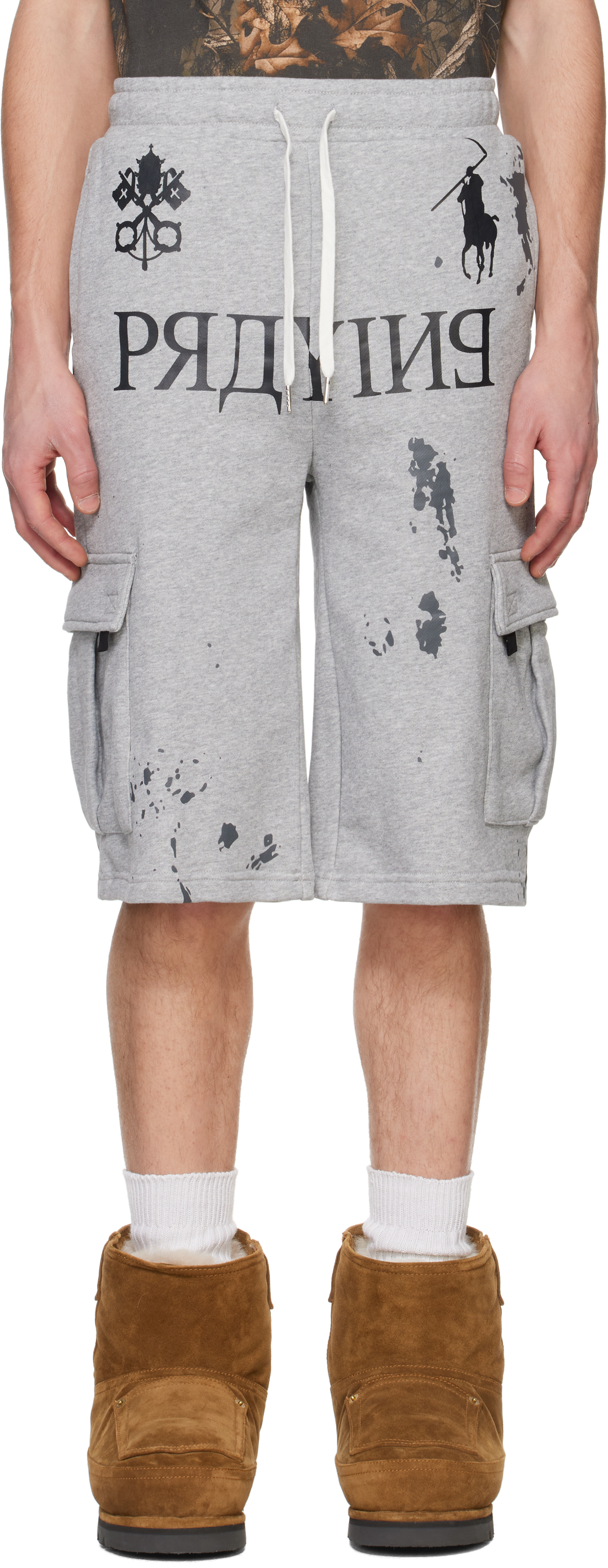 Gray 
Praying
 AI Logo Shorts