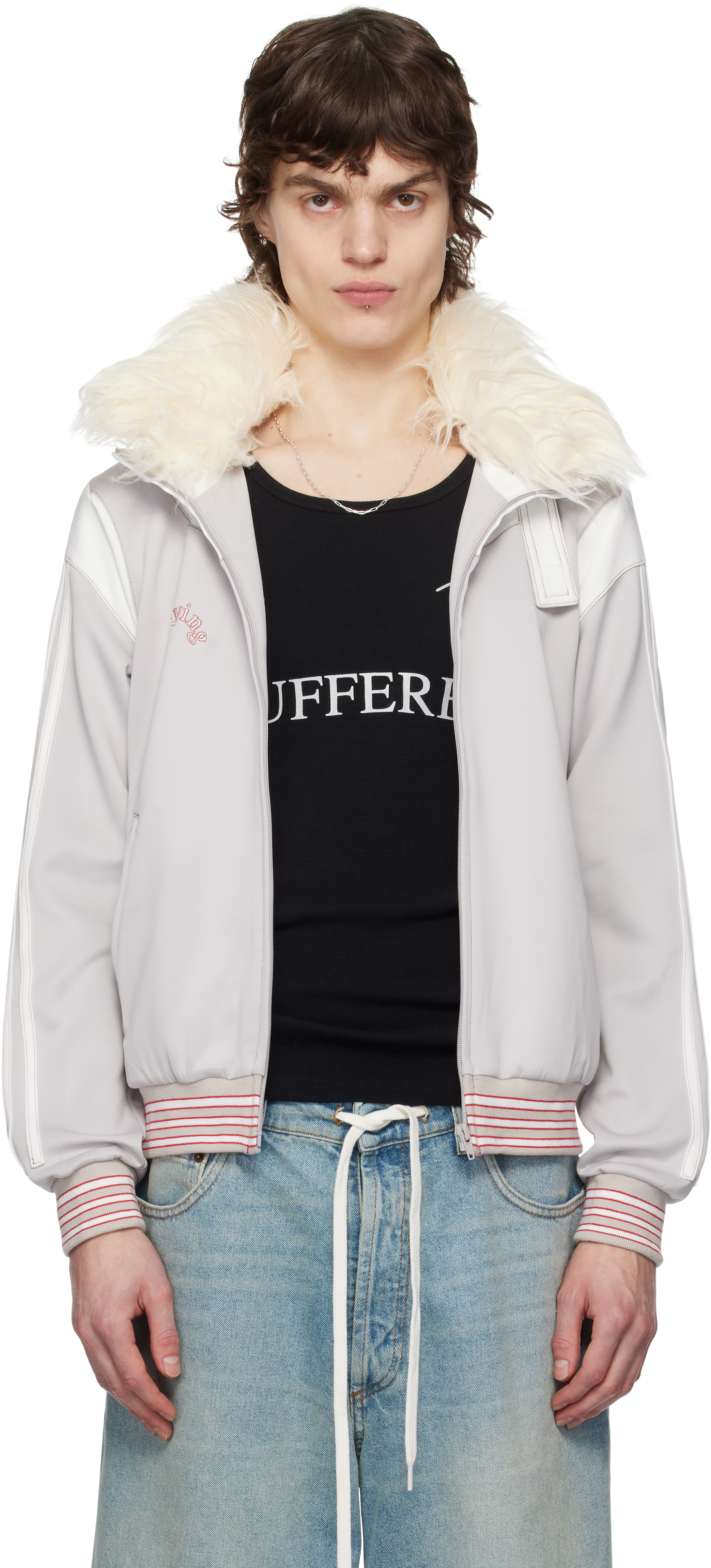 ジャケット・アウター praying FUR TRACK JACKET PRAYING Faux-Fur Track Jacket in Gray for Men | Lyst