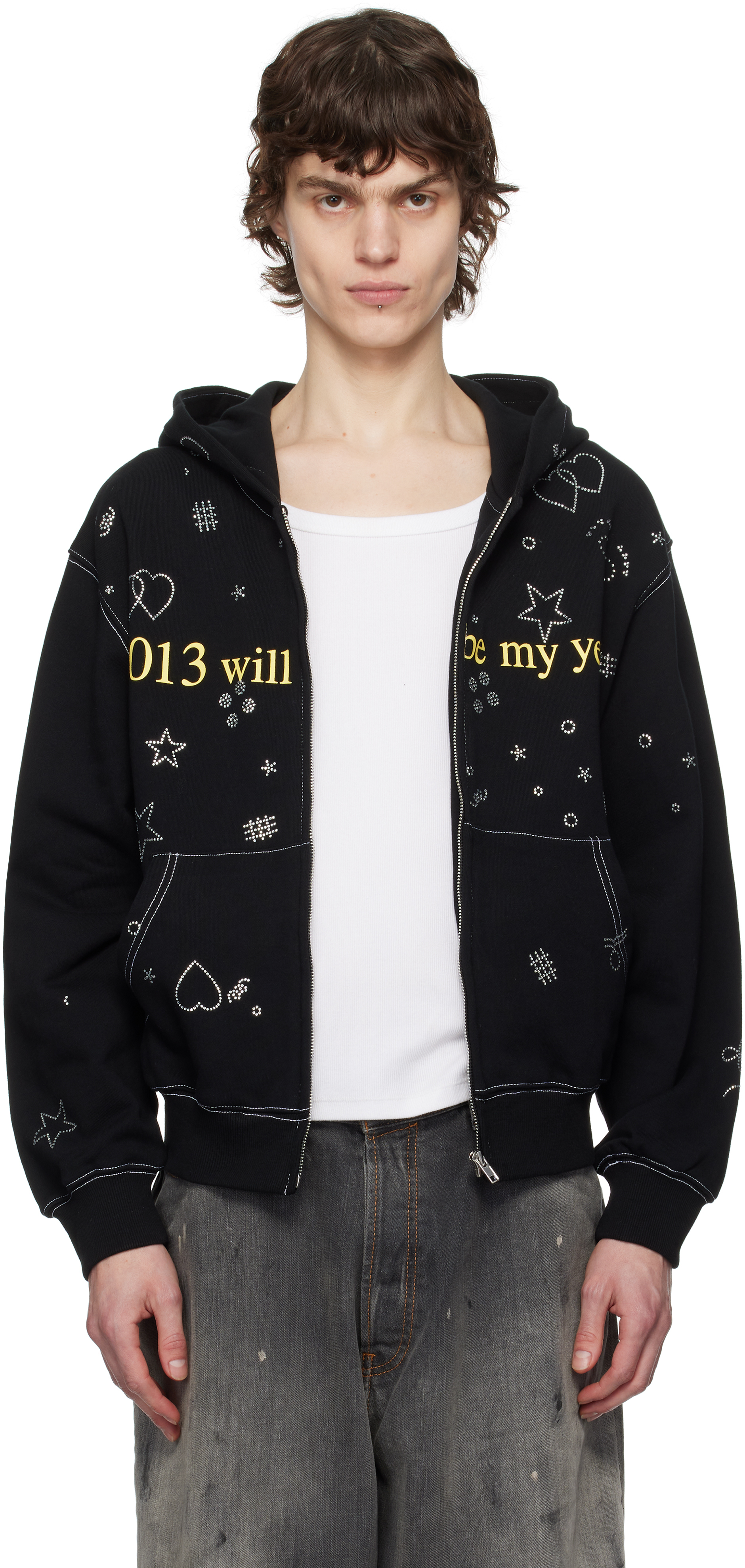 トップス praying 2013 Hoodie Black Praying: Black '2013' Hoodie | SSENSE