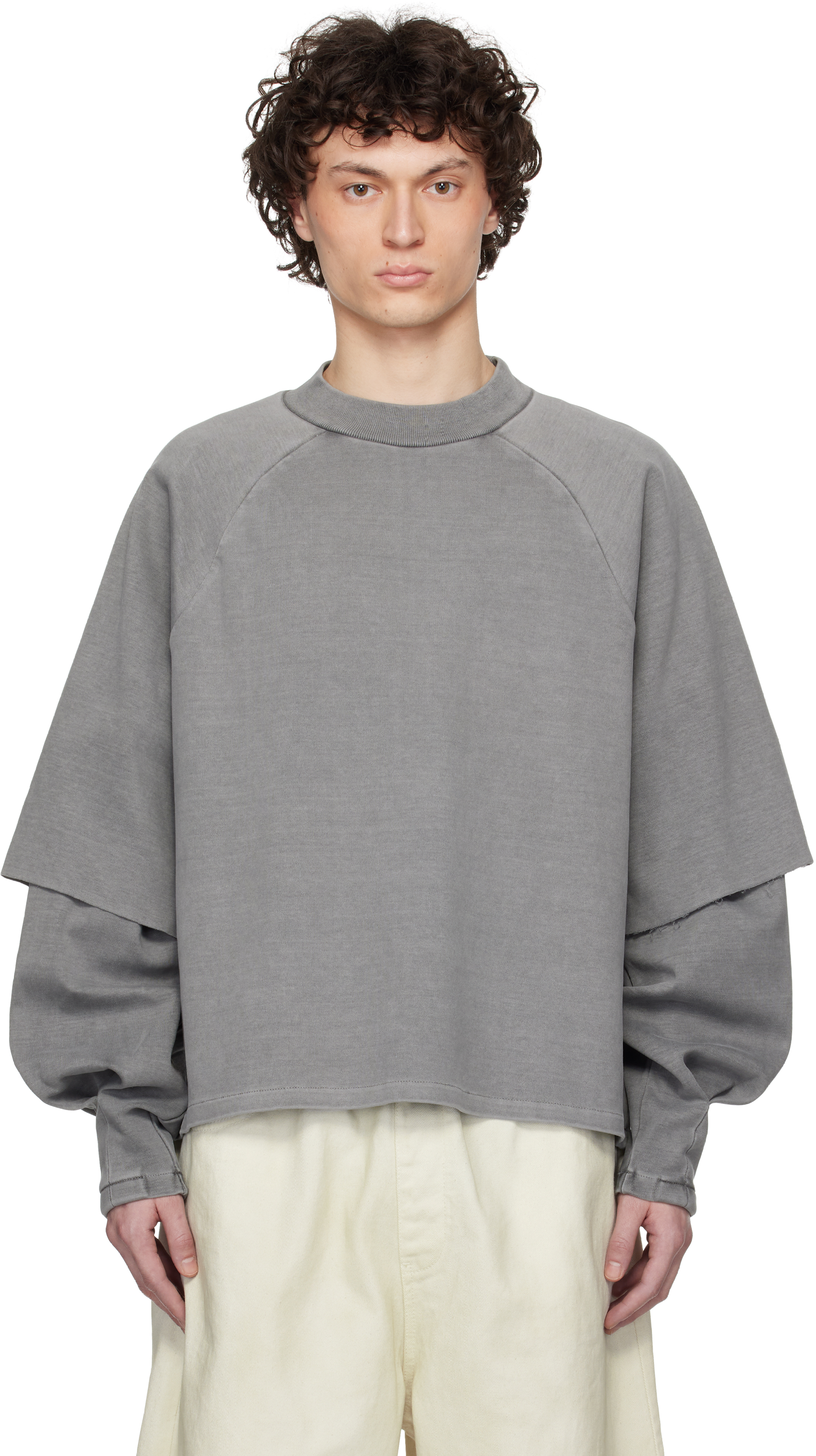 Seventh: Gray Raglan Layered T-shirt | SSENSE