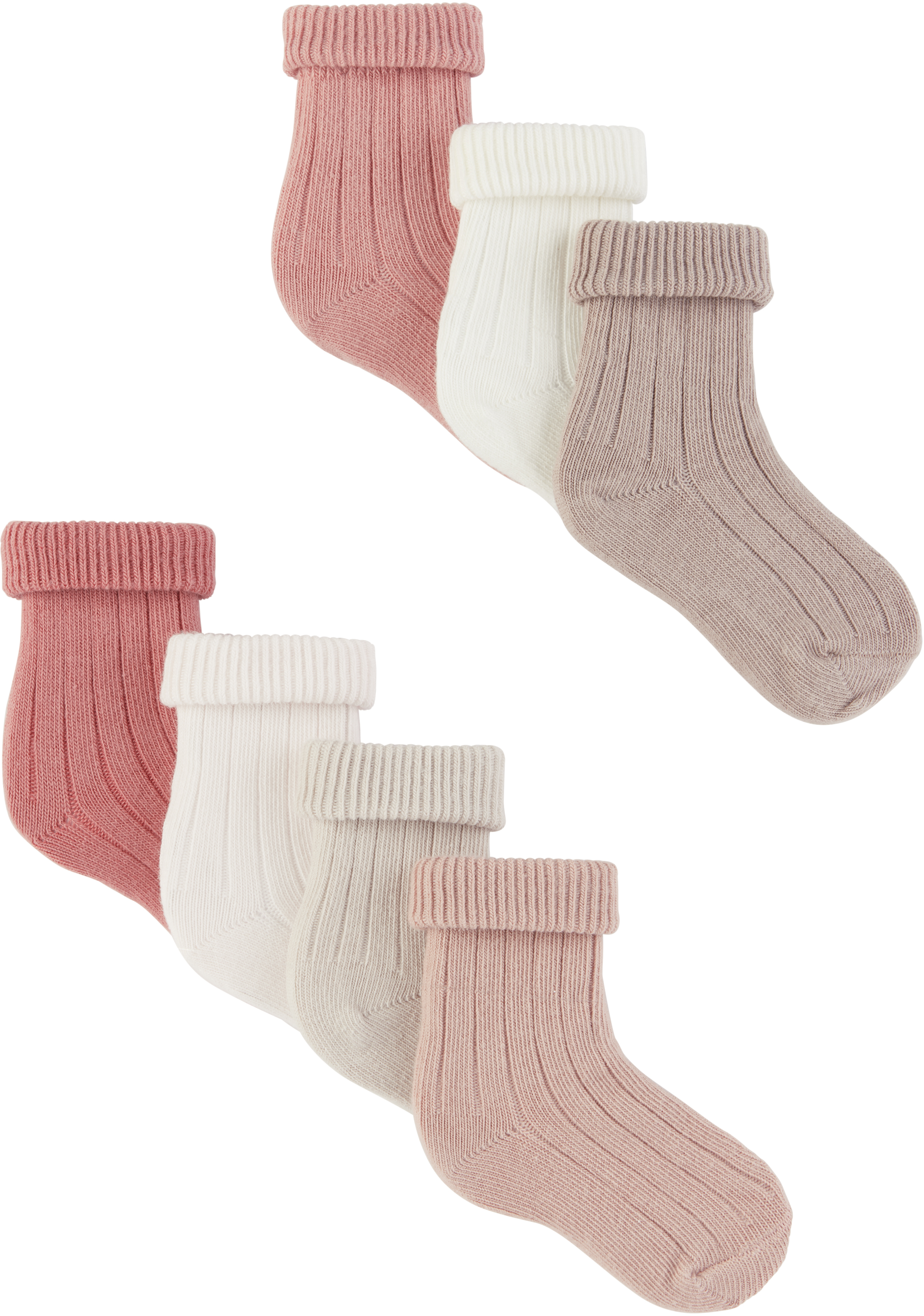 Bonpoint Seven-pack Baby White & Pink Day-of-the-week Cotton Socks In 124 Upb Rose Fane