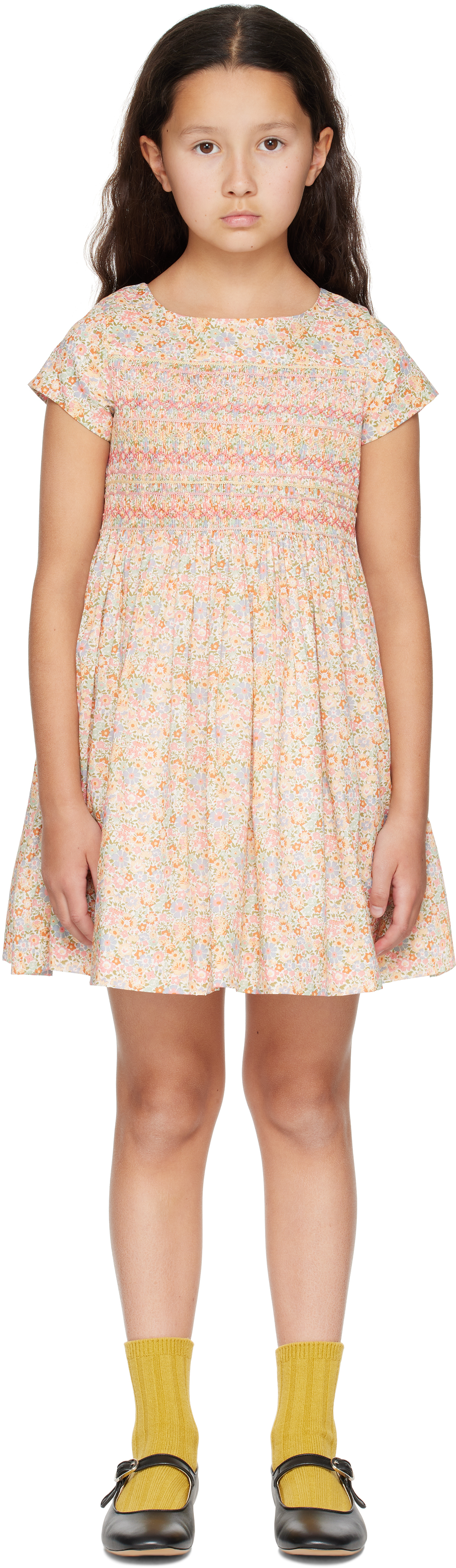 BONPOINT KIDS MULTICOLOR DUCHESSE SMOCKED DRESS