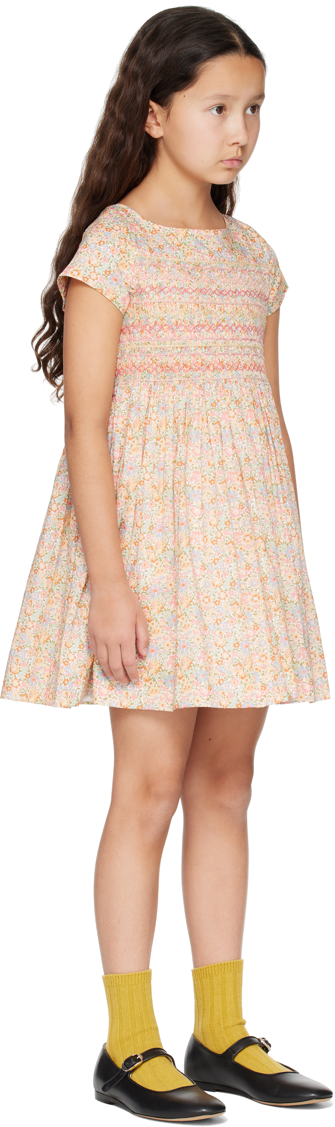 BONPOINT KIDS MULTICOLOR DUCHESSE SMOCKED DRESS