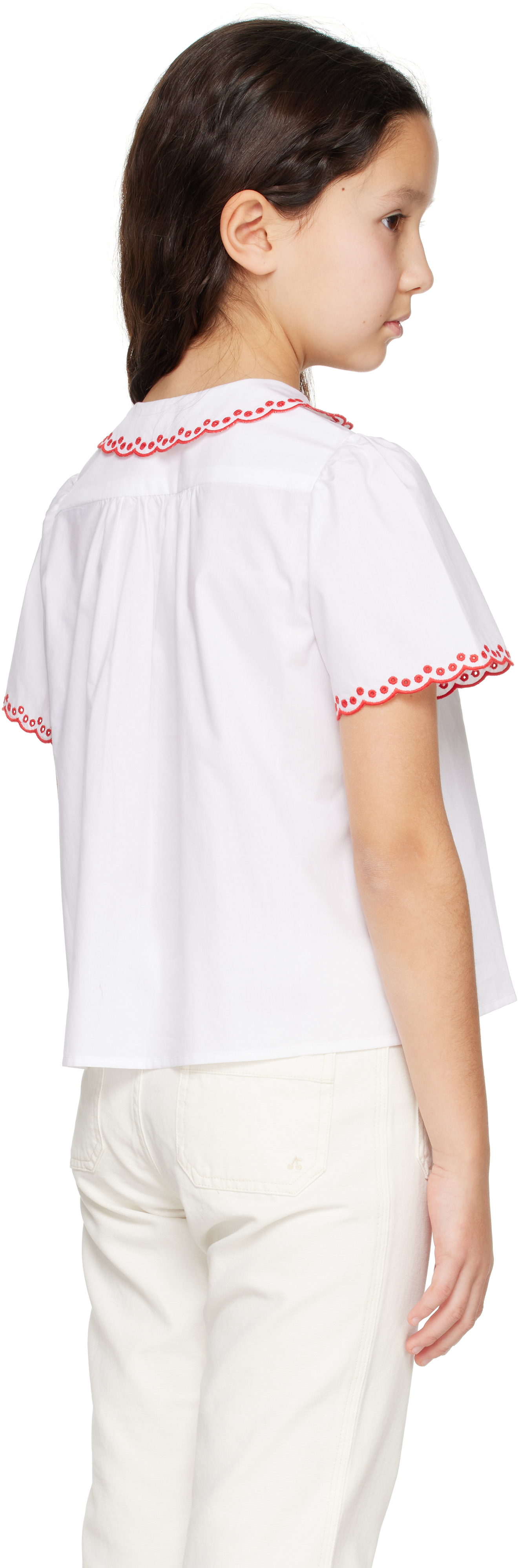 Bonpoint Kids White Ezzie Blouse In 002 Blanc Lait
