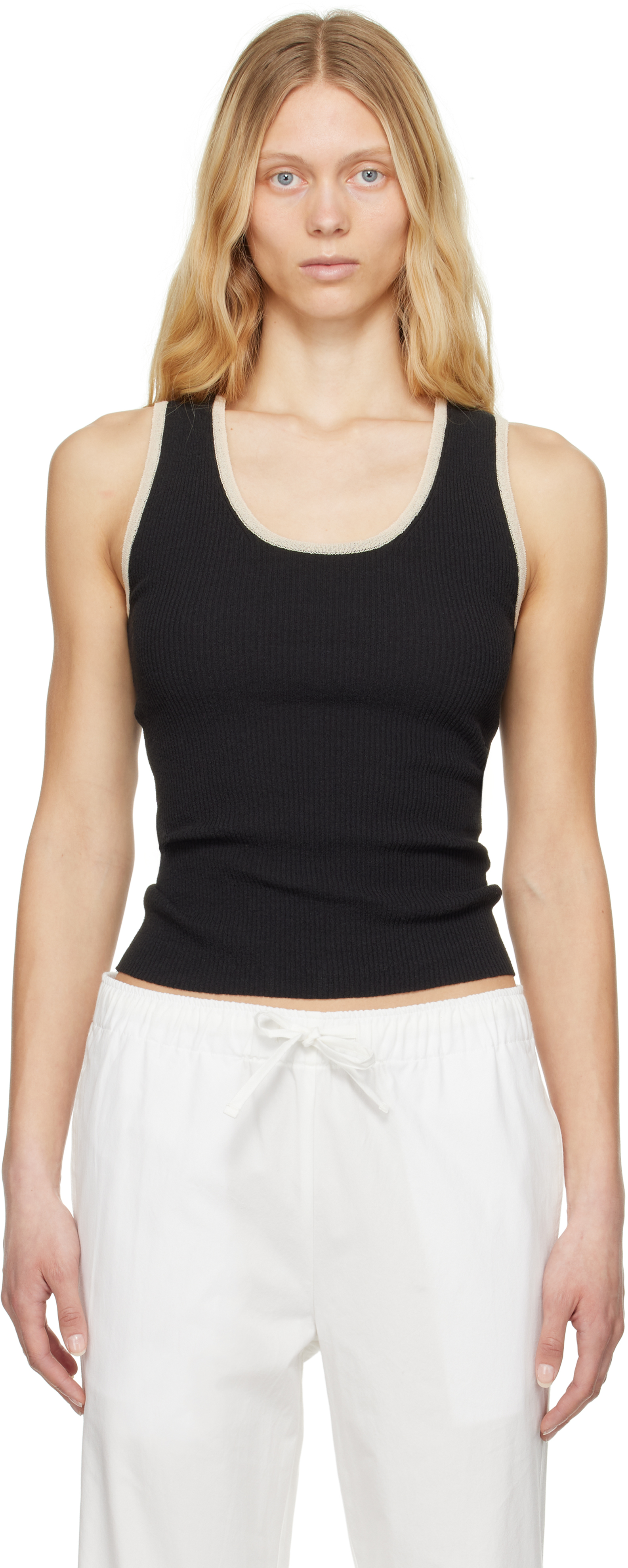 Black Jina U-Neck Tank Top