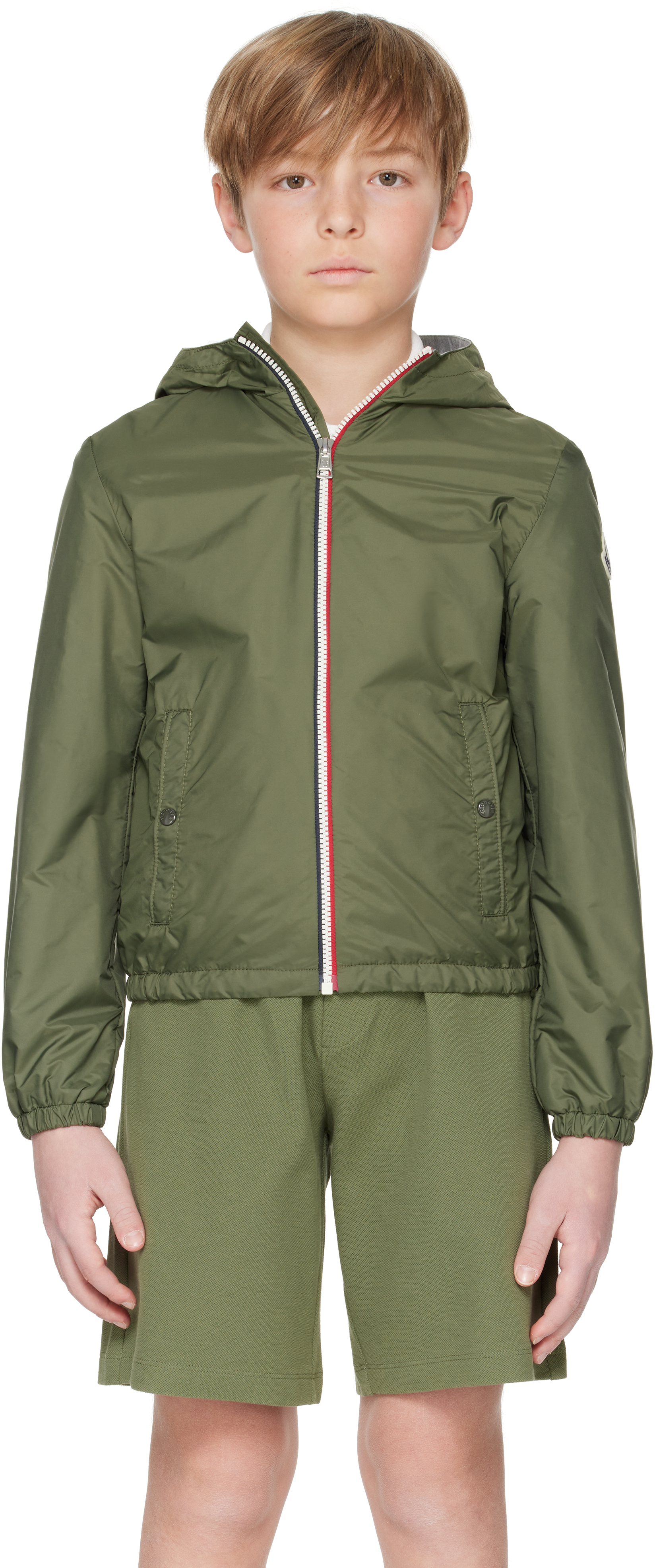 Big Kids Khaki New Urville Hooded Rain Jacket by Moncler Enfant 