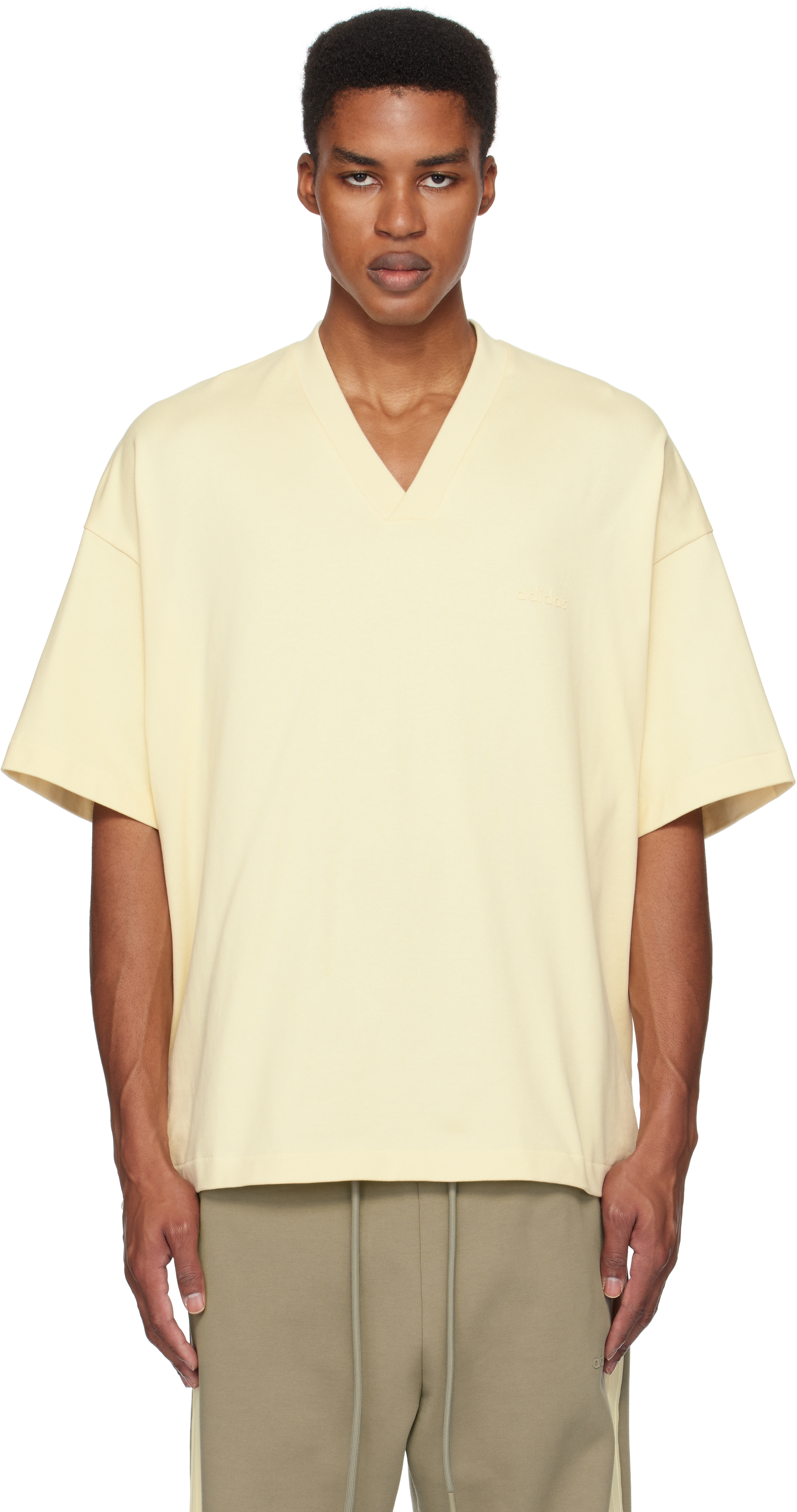 Yellow adidas Originals Edition Heavy Jersey V-Neck T-shirt