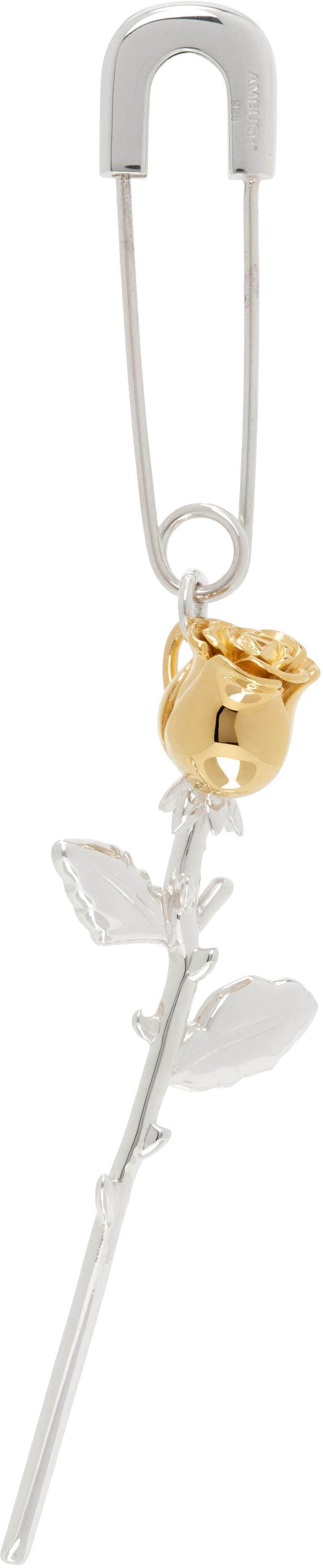 Silver & Gold Rose Charm Single Earring