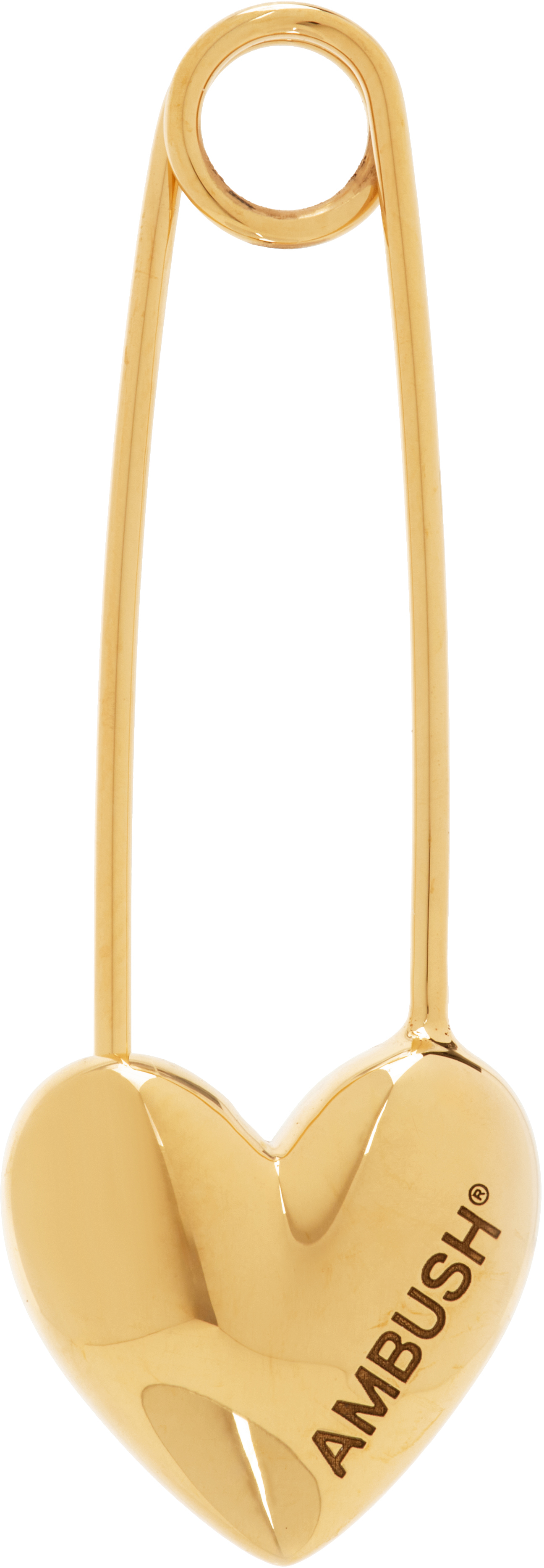 Gold Heart Safety Pin Single Earring