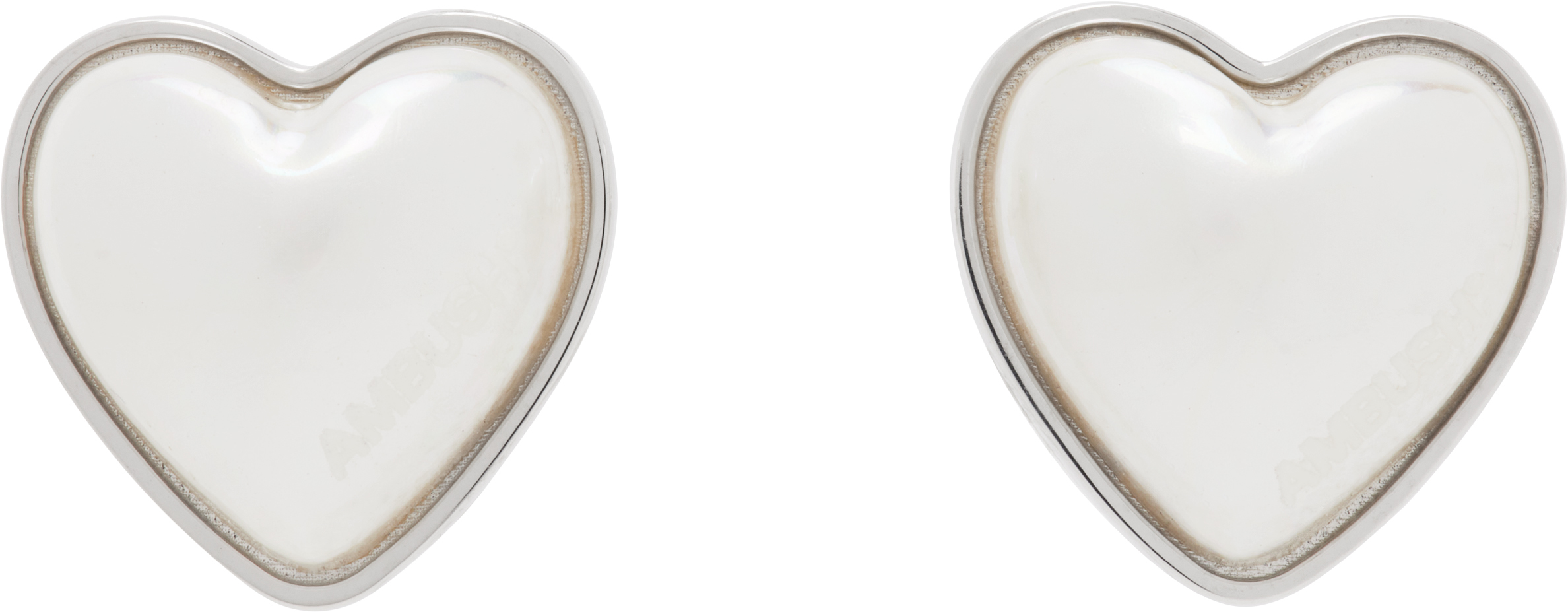 White Faux Pearl Heart Stud Pierce Earrings