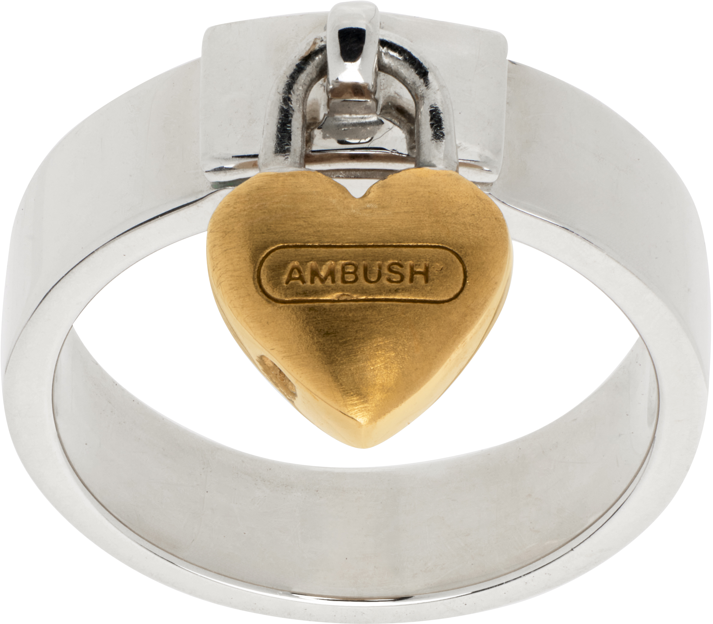 Silver Heart Padlock Ring