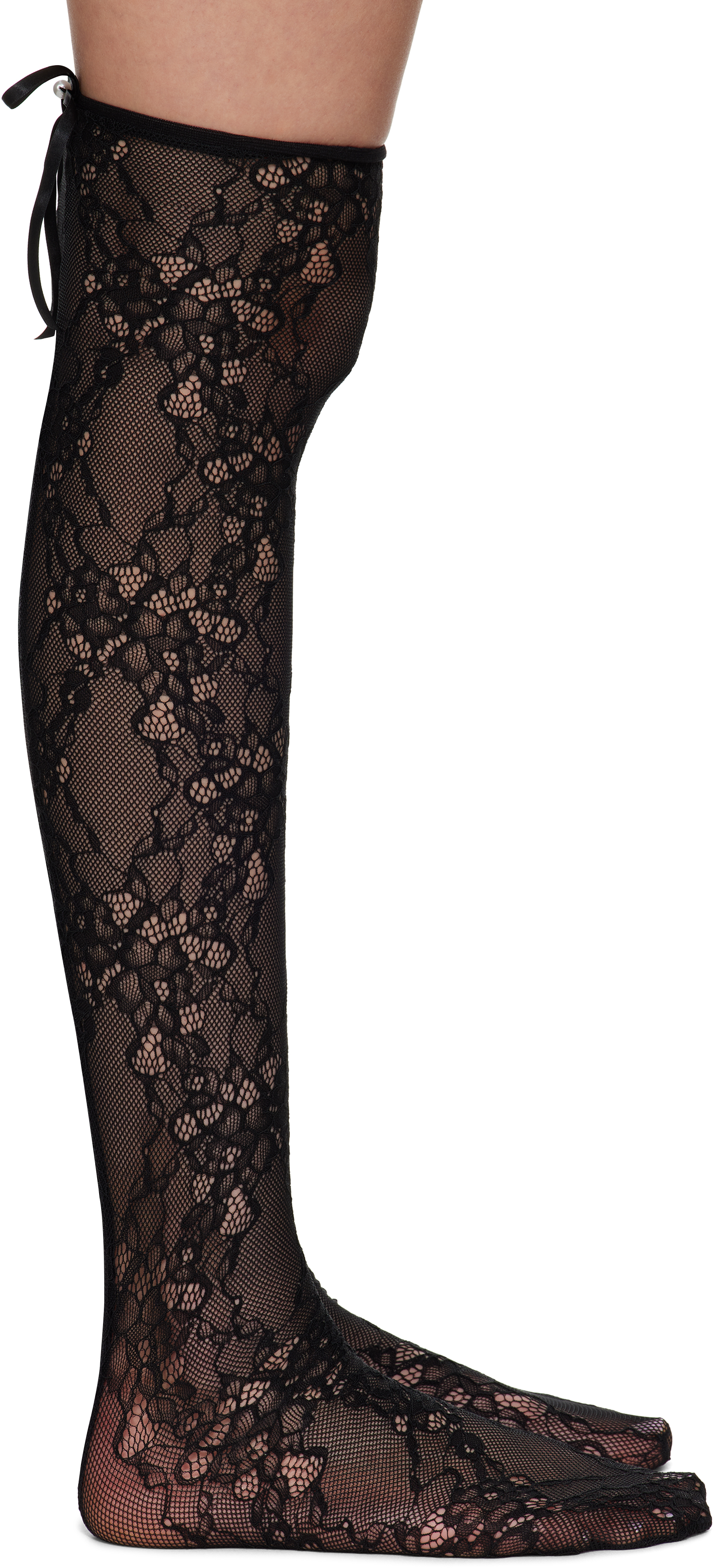 Black Lace Ribbon Socks