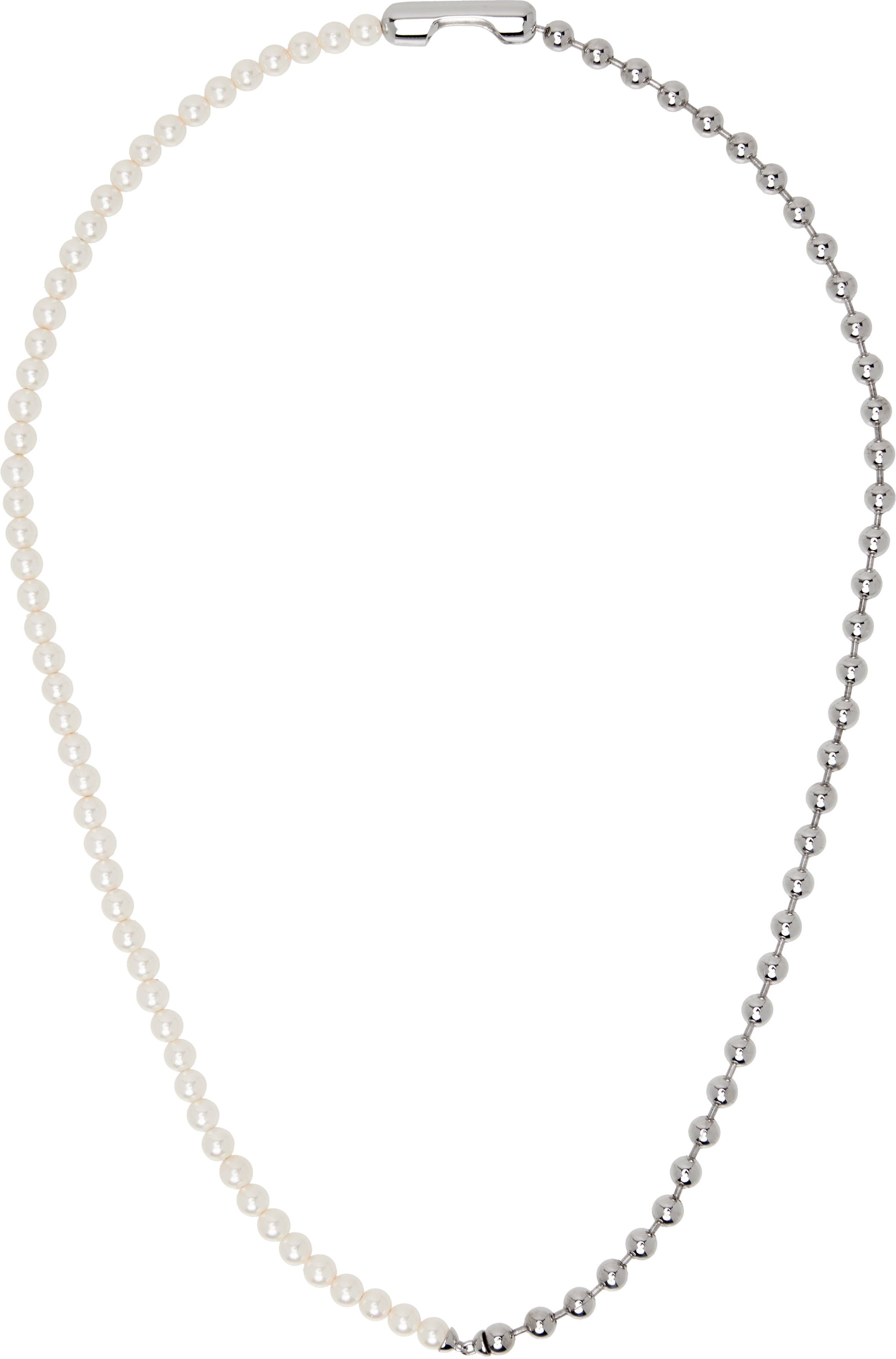 Silver Pearl Ball Chain Necklace