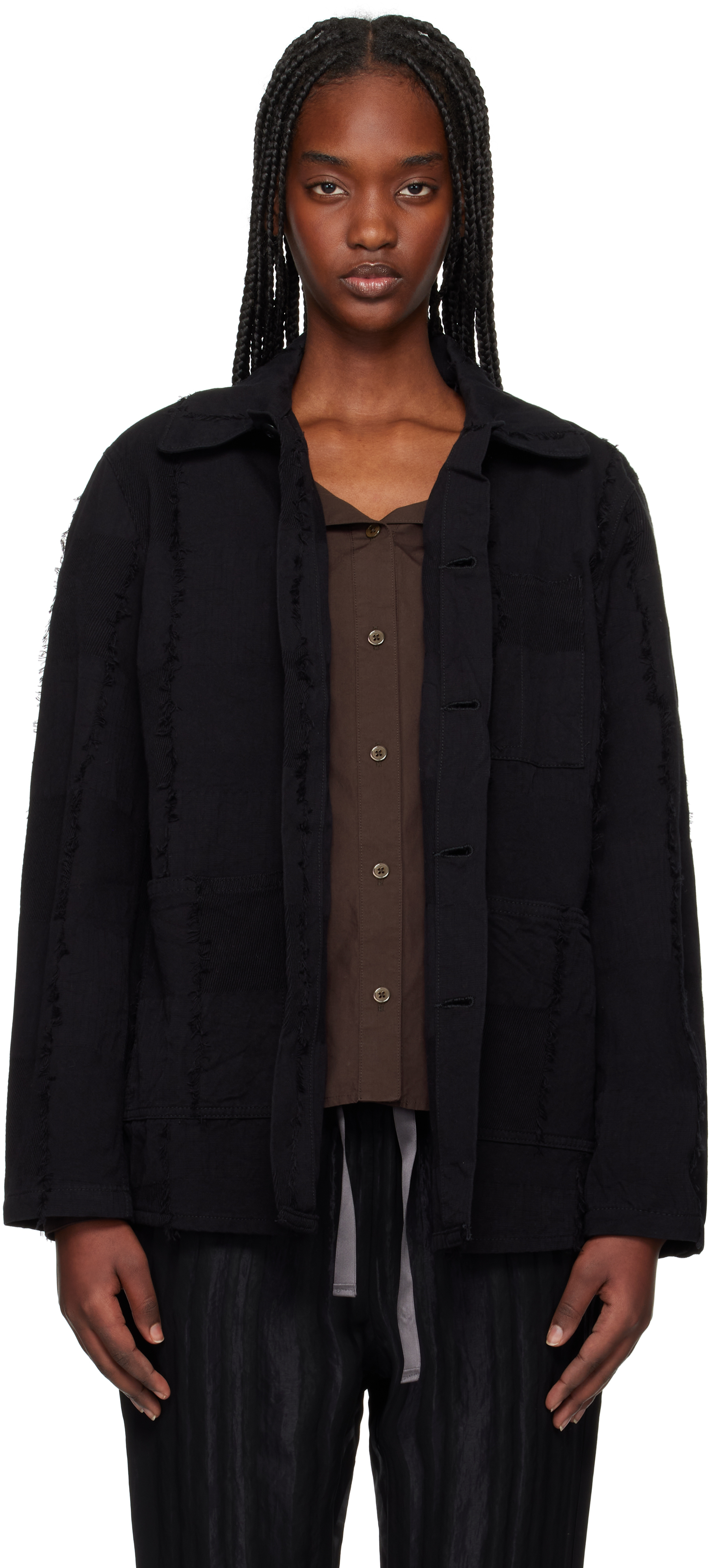 Black Coverall Ripstop Cut Jacquard Jacket by NEEDLES on Sale