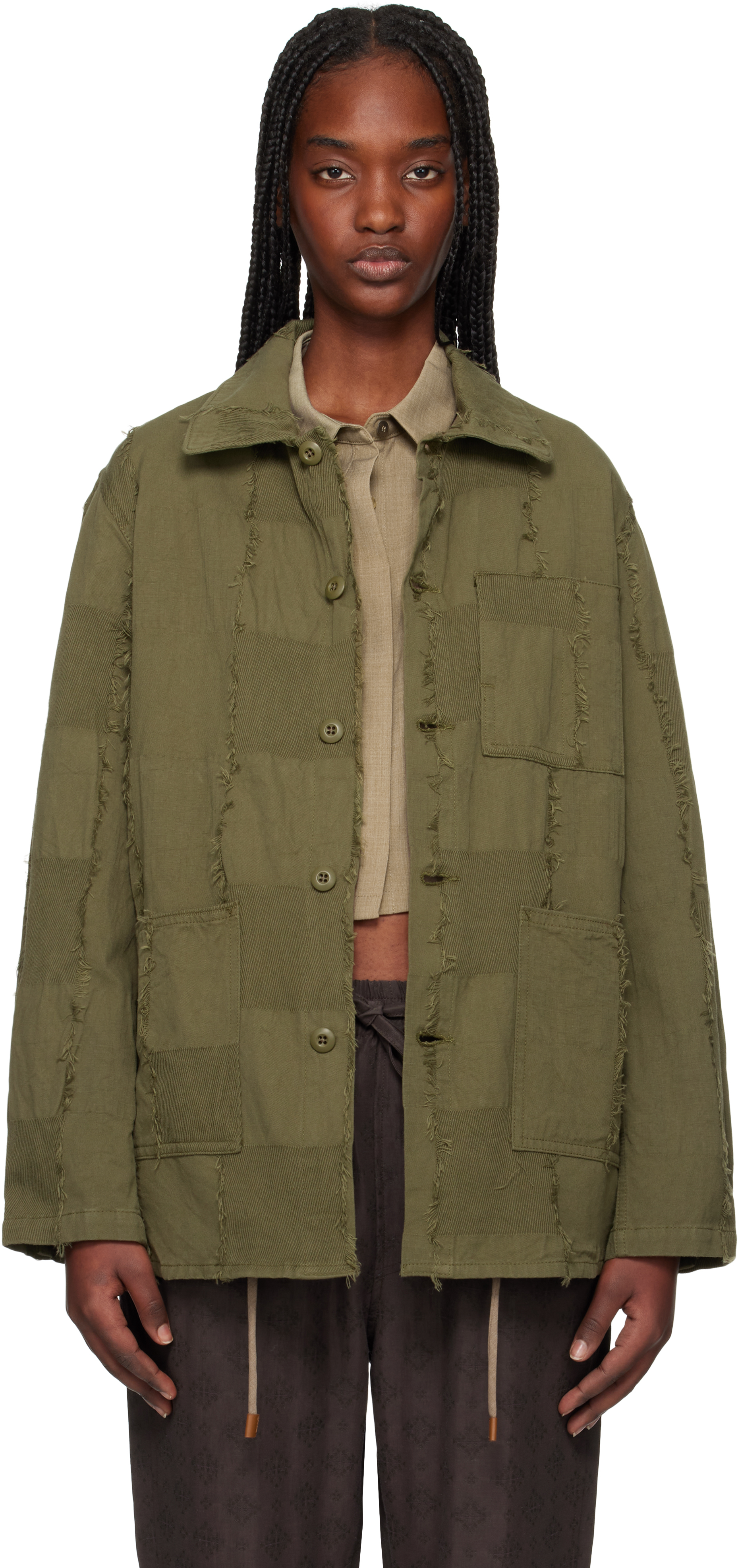 Khaki Coverall Ripstop Cut Jacquard Jacket