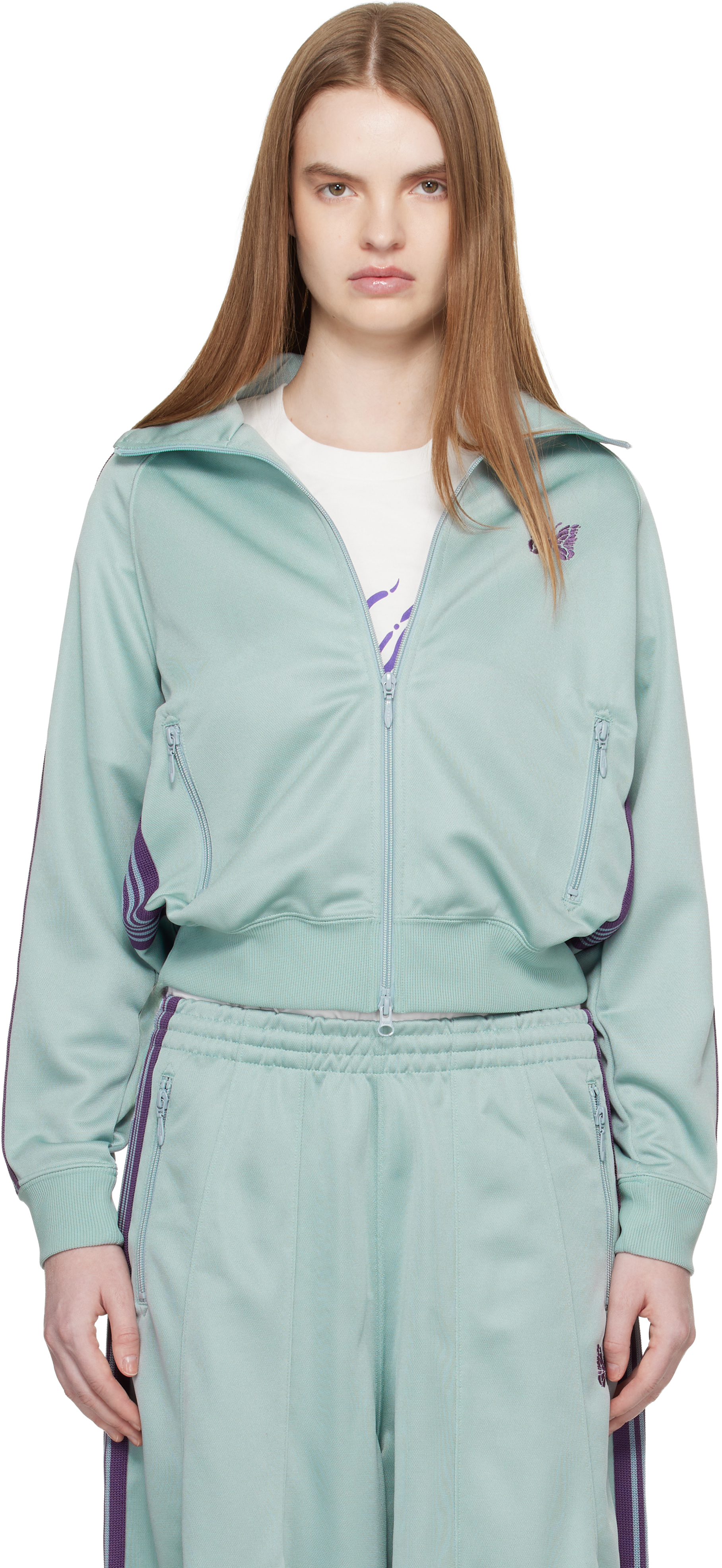 NEEDLES Green Poly Smooth Track Jacket