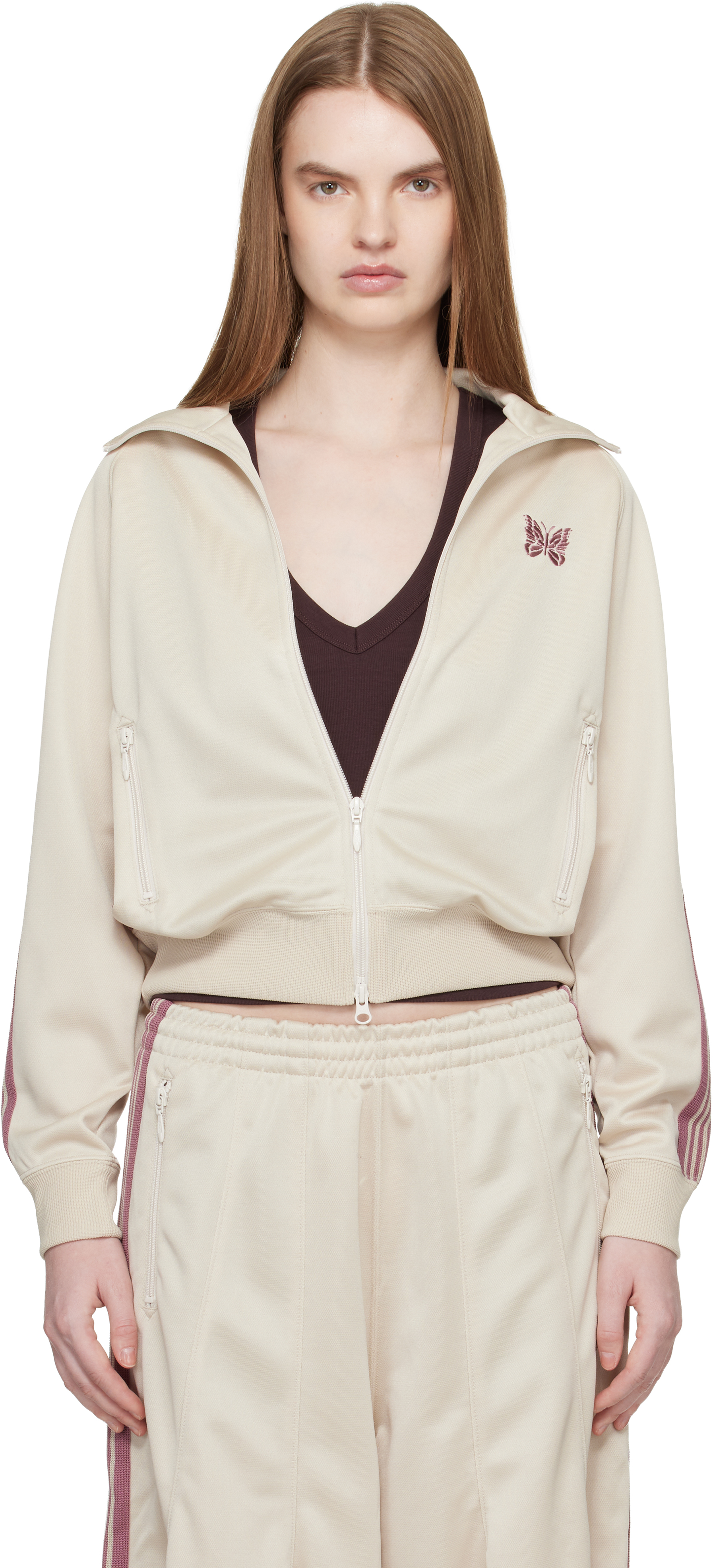NEEDLES: Off White Poly Smooth Track Jacket | SSENSE Canada