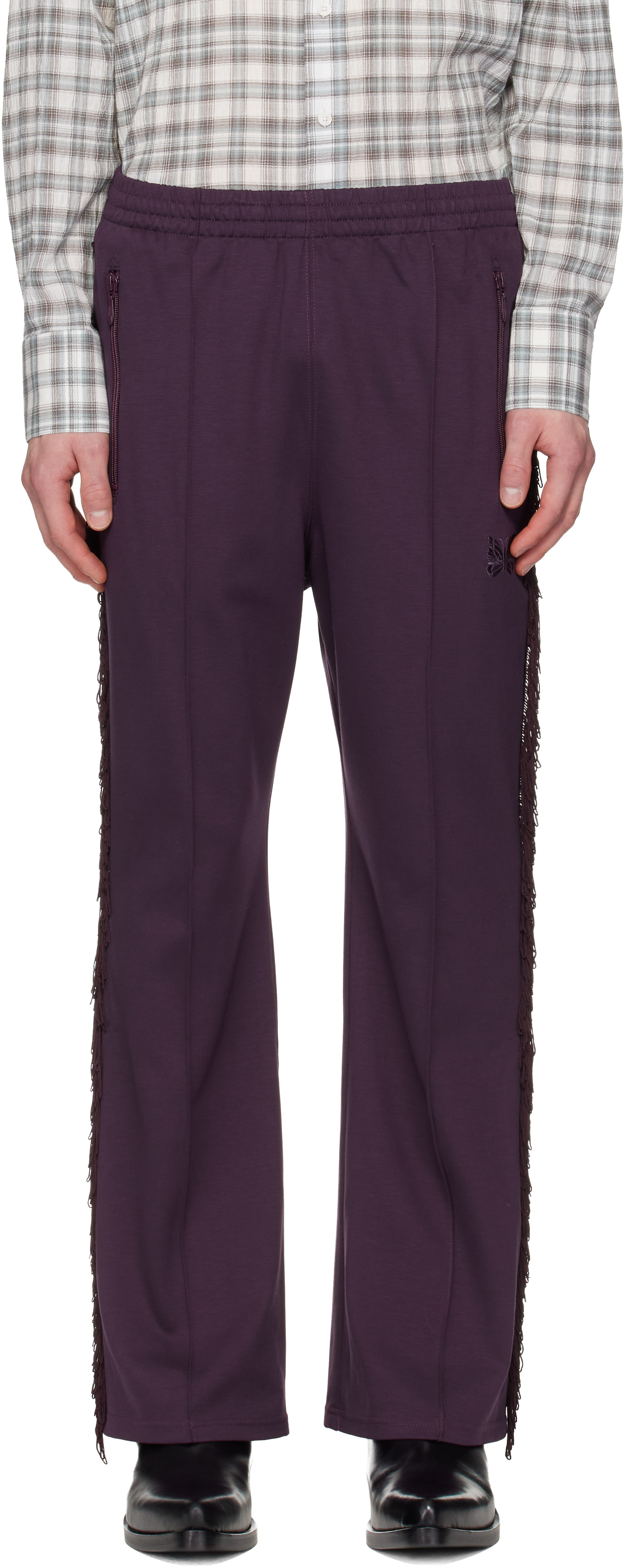 Purple Fringe Boot-Cut Track Pants by NEEDLES on Sale