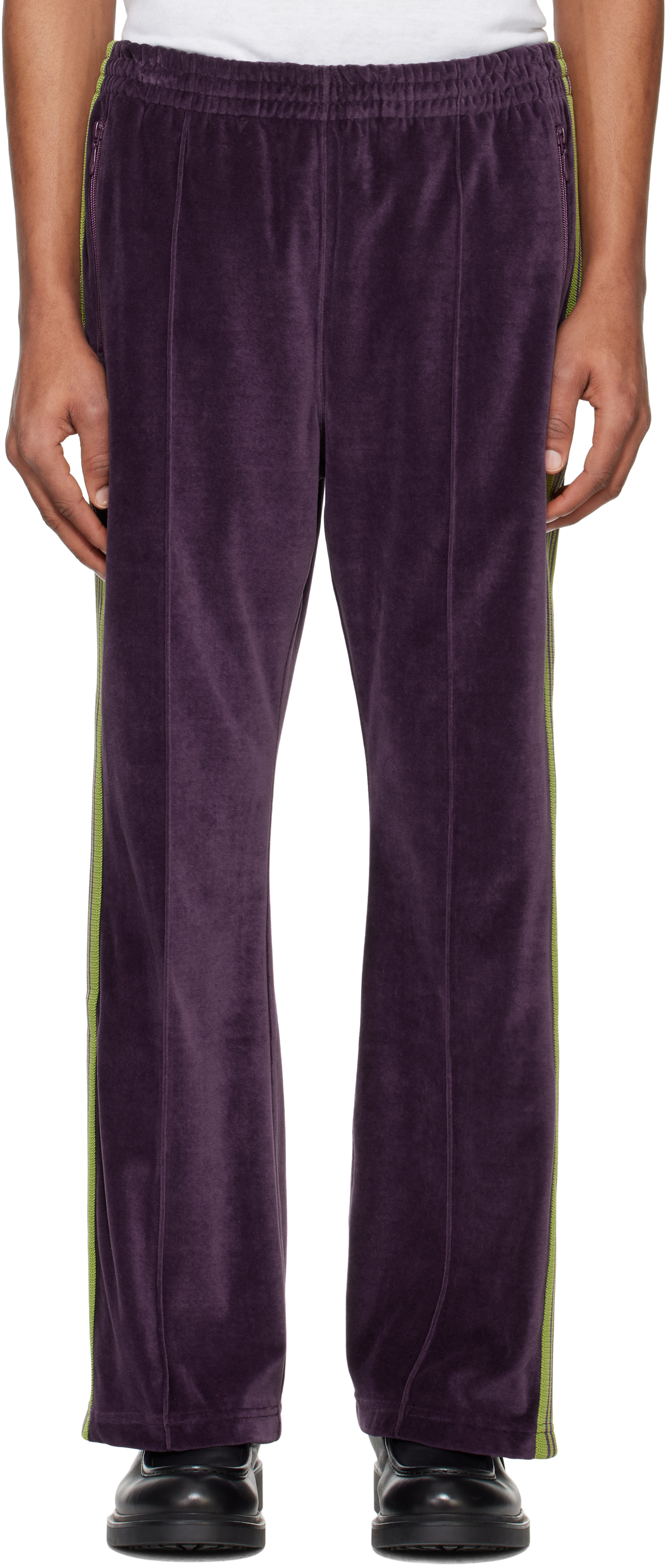 Purple Boot-Cut Track Pants