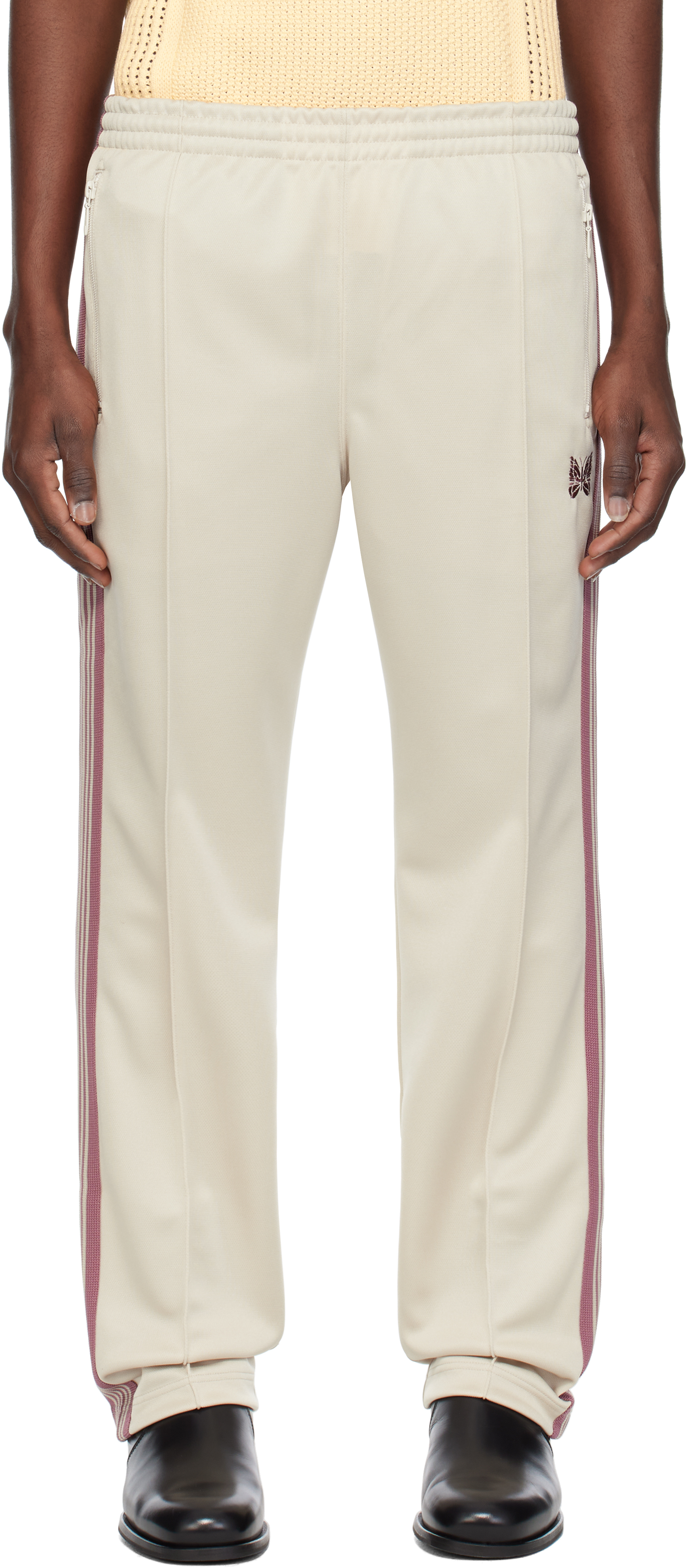 NEEDLES OFF-WHITE NARROW TRACK PANTS