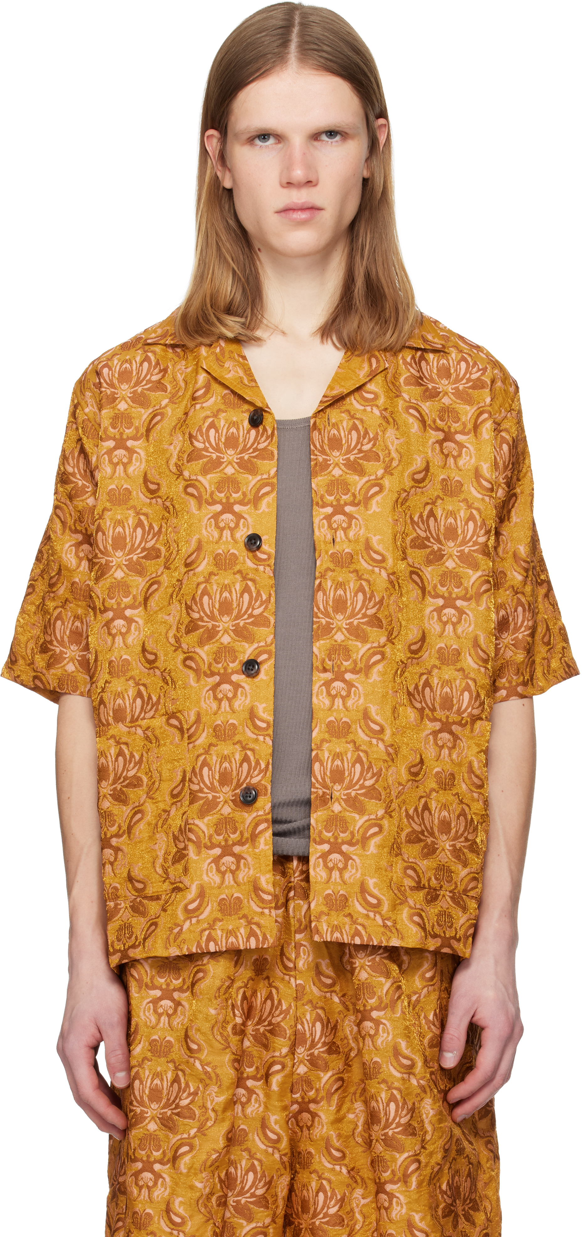Yellow Kae Tanaka Edition Cabana Shirt by NEEDLES on Sale