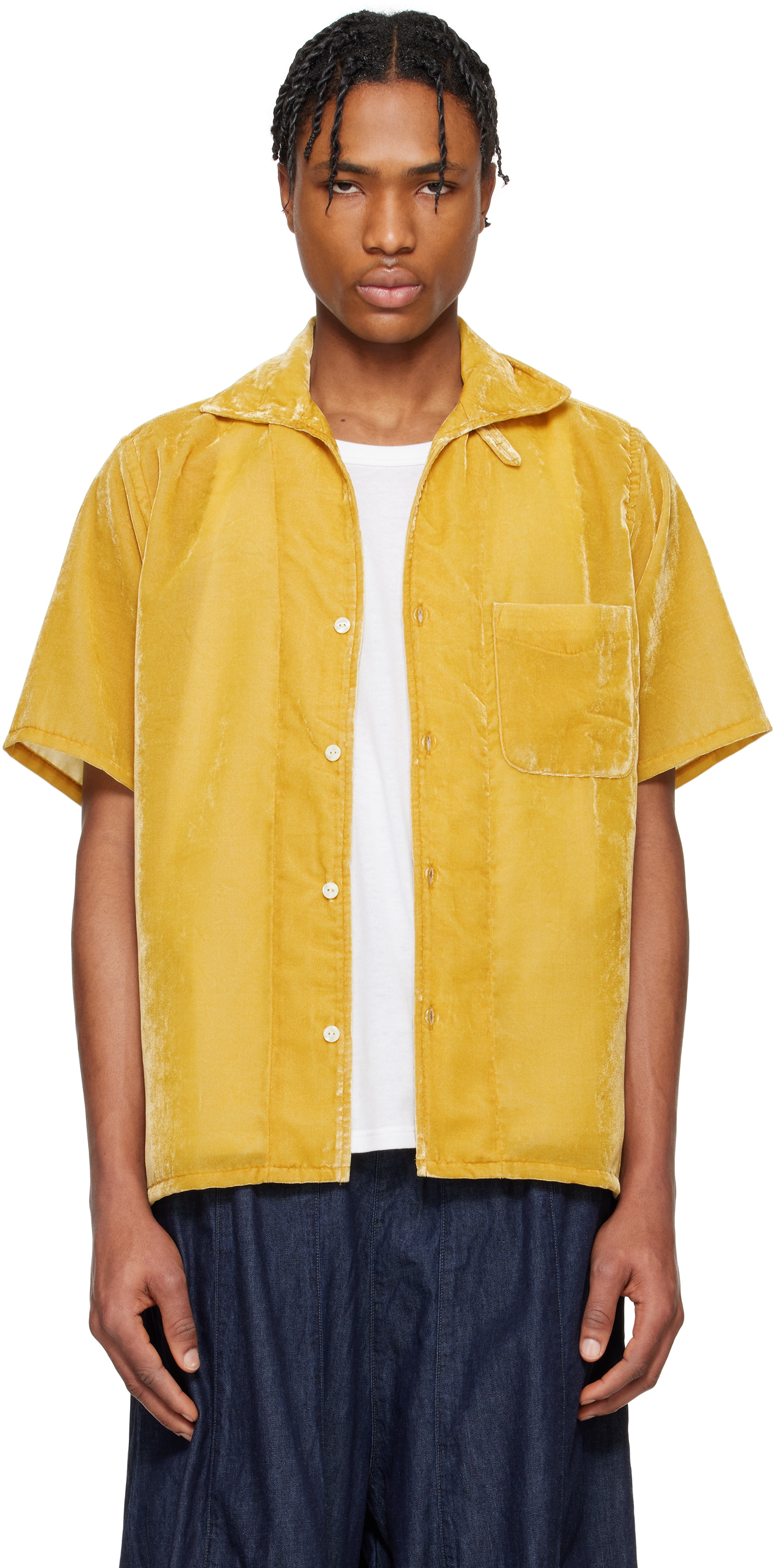 NEEDLES: Yellow Italian Collar Shirt | SSENSE