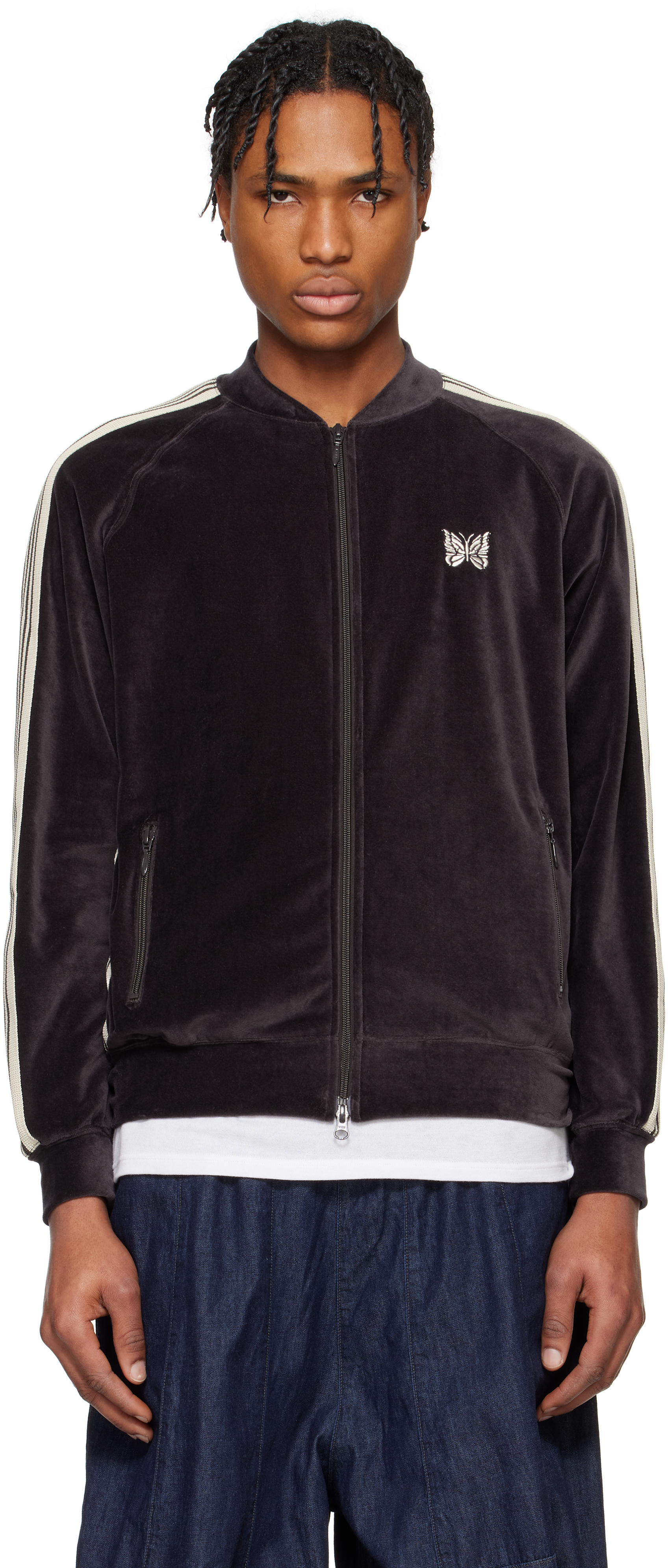 Black Rib Collar Track Jacket