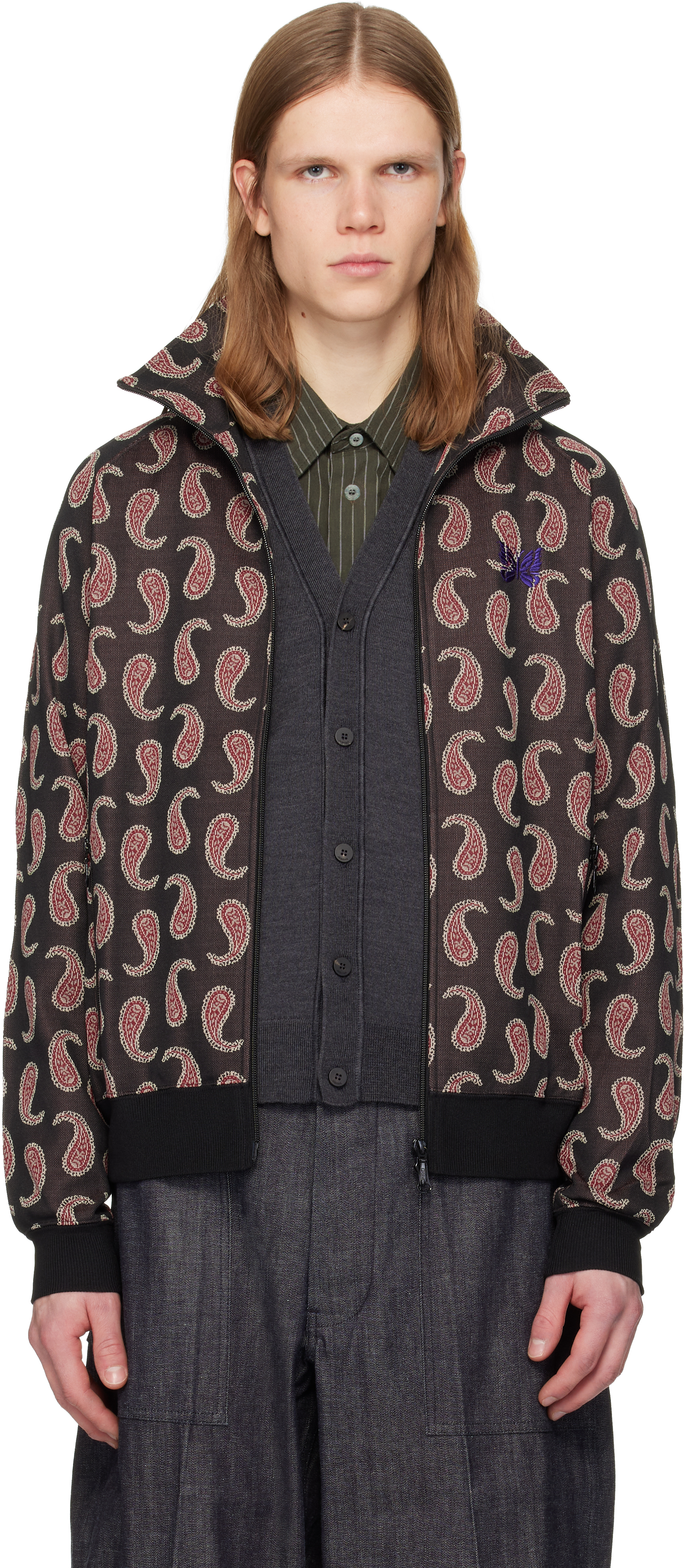 NEEDLES: Black & Red Paisley Track Jacket | SSENSE