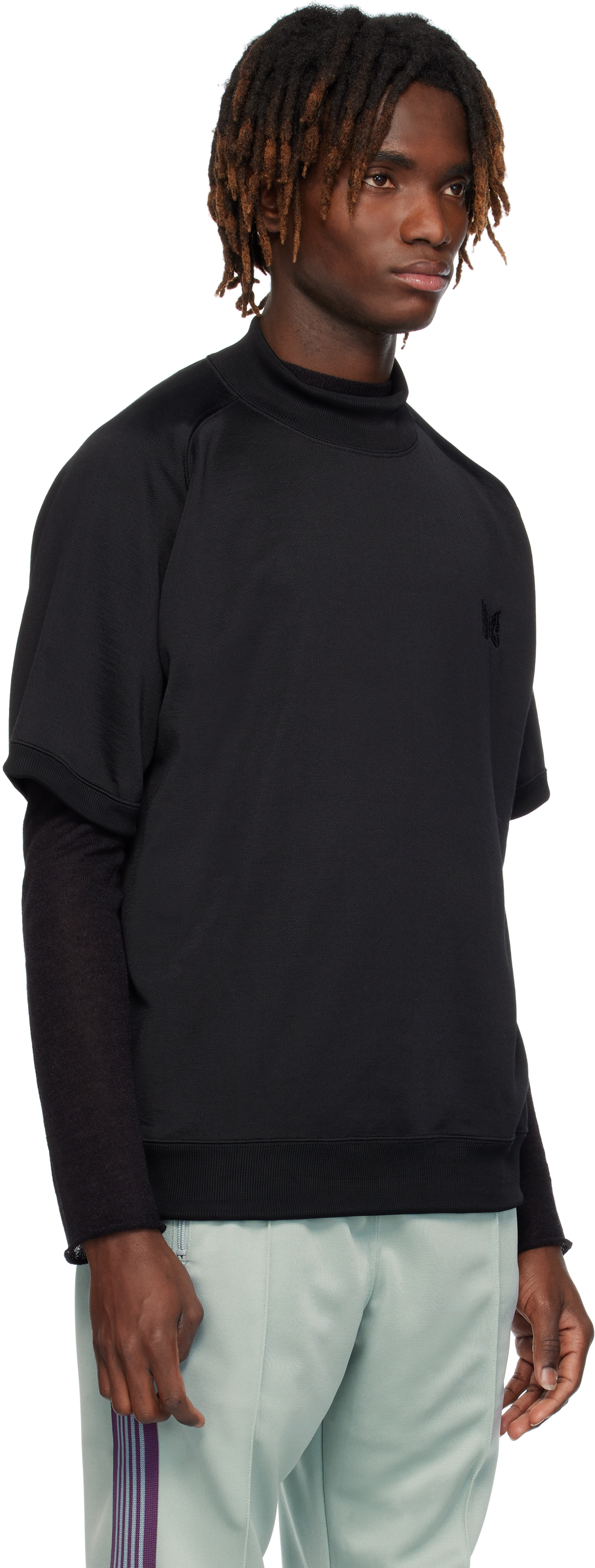 NEEDLES BLACK MOCK NECK T-SHIRT 