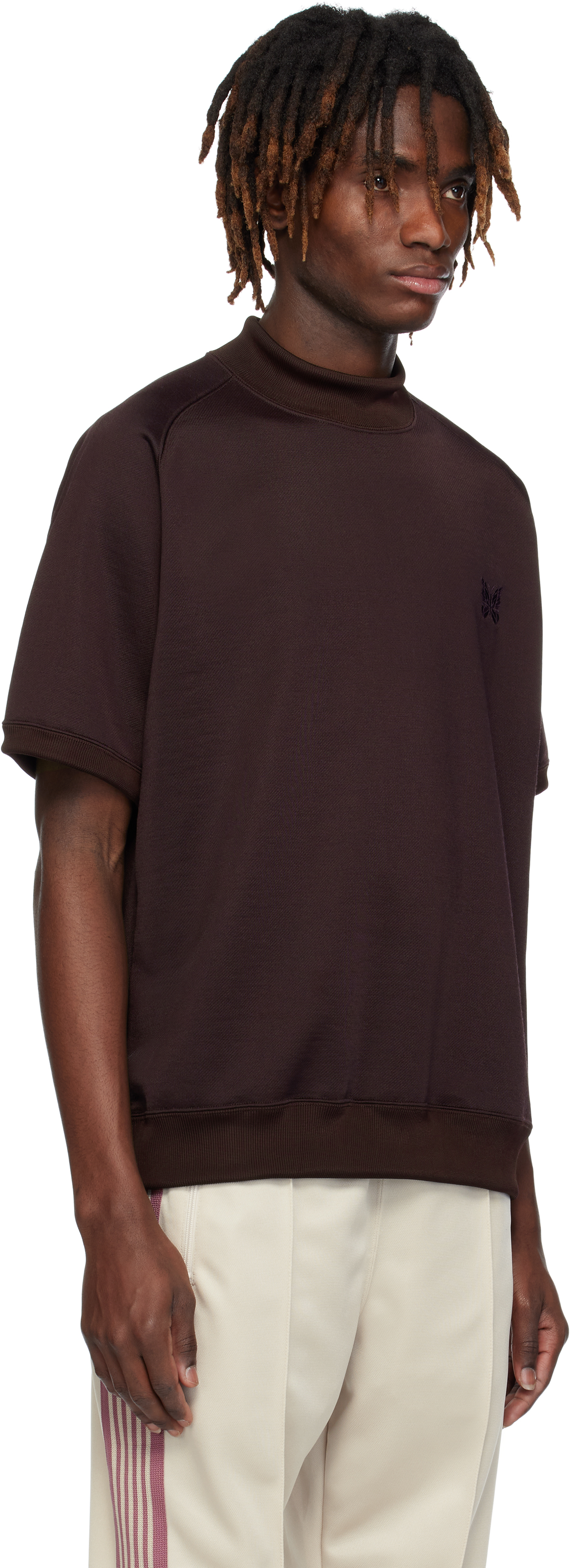 NEEDLES PURPLE MOCK NECK T-SHIRT 