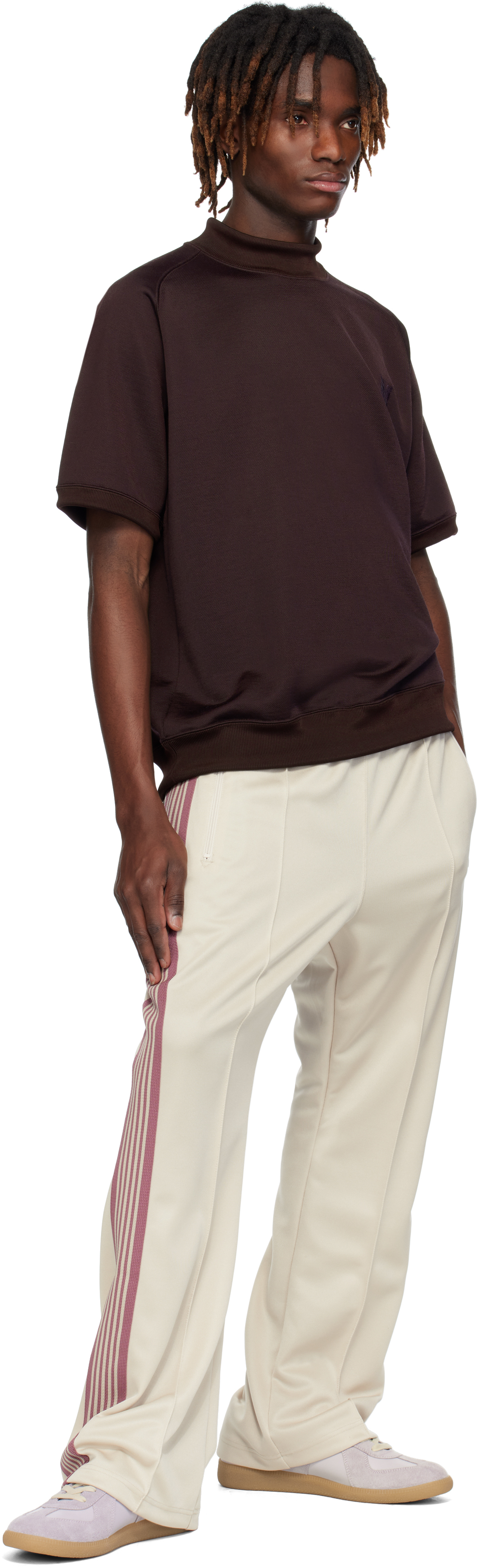 NEEDLES PURPLE MOCK NECK T-SHIRT 