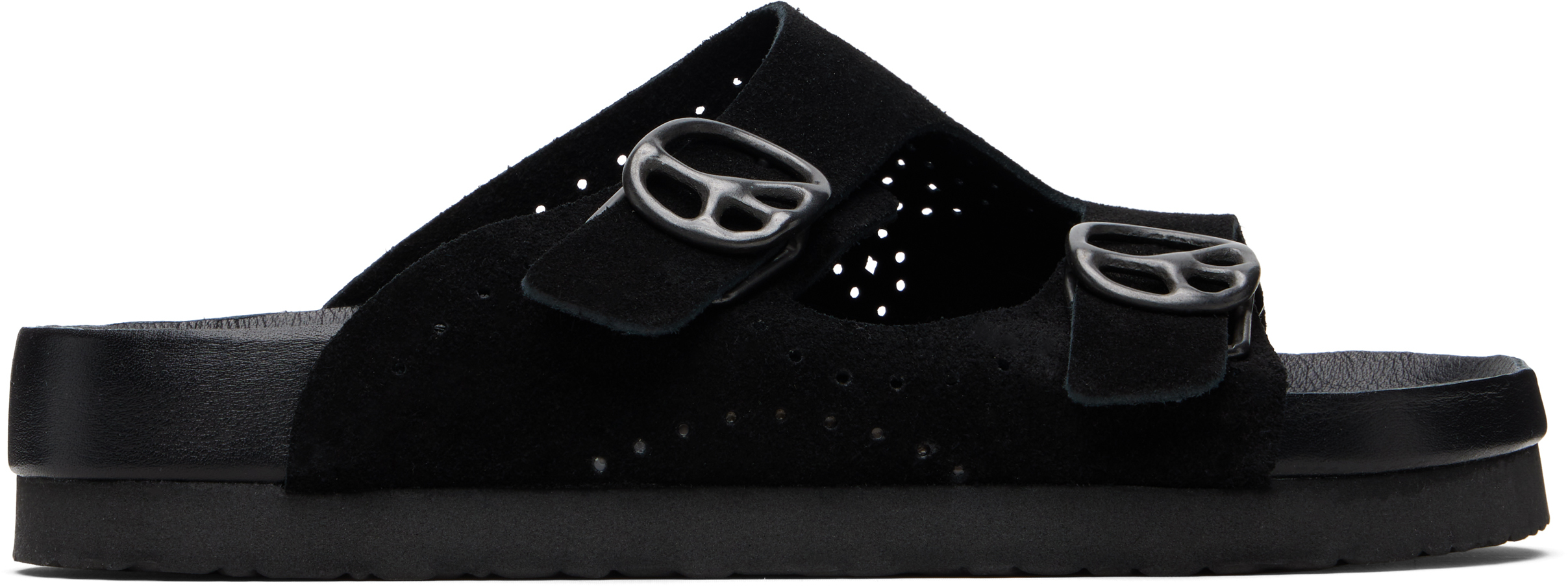 Black Double Strap Sandals by NEEDLES on Sale