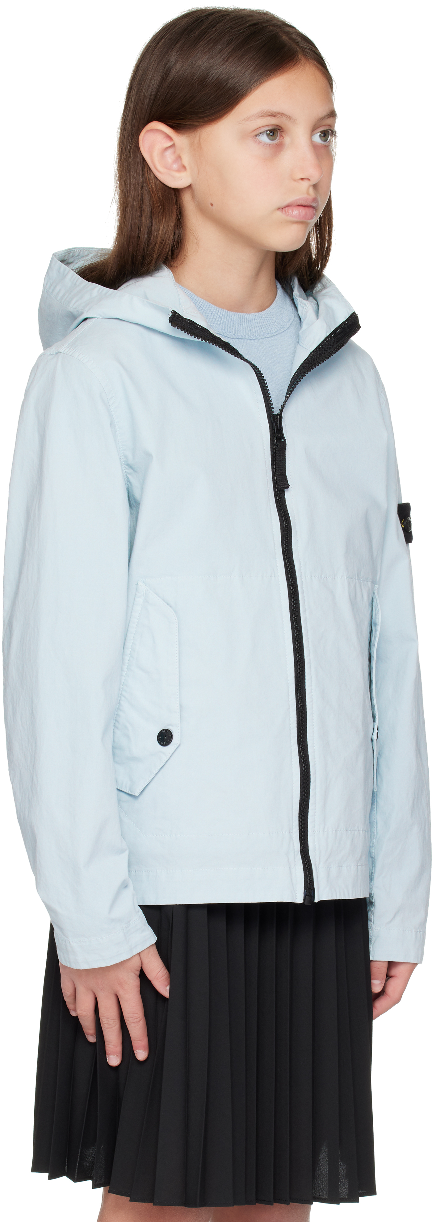 Stone Island Kids Blue Stretch Cotton Jacket In V0041 Sky Blue