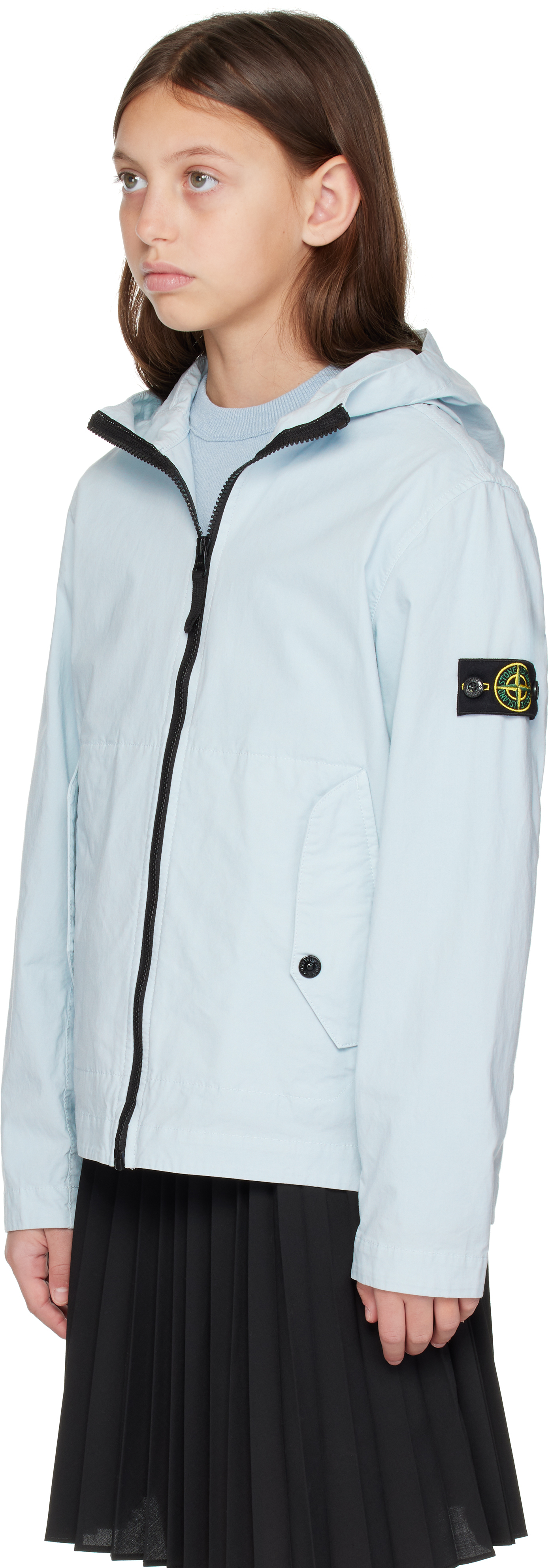 Stone Island Kids Blue Stretch Cotton Jacket In V0041 Sky Blue