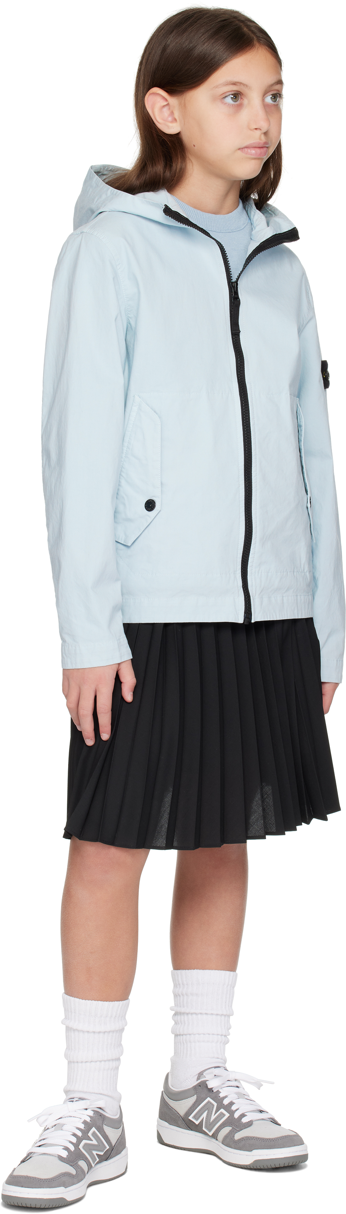Stone Island Kids Blue Stretch Cotton Jacket In V0041 Sky Blue