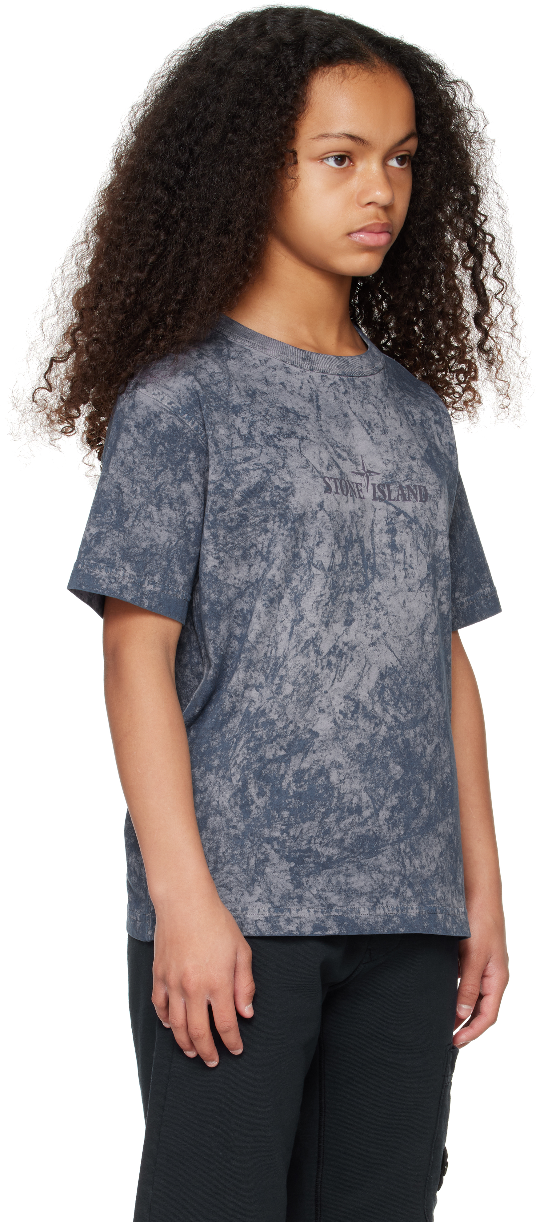 Stone Island Kids Navy Logo T-shirt In V0020 Navy Blue