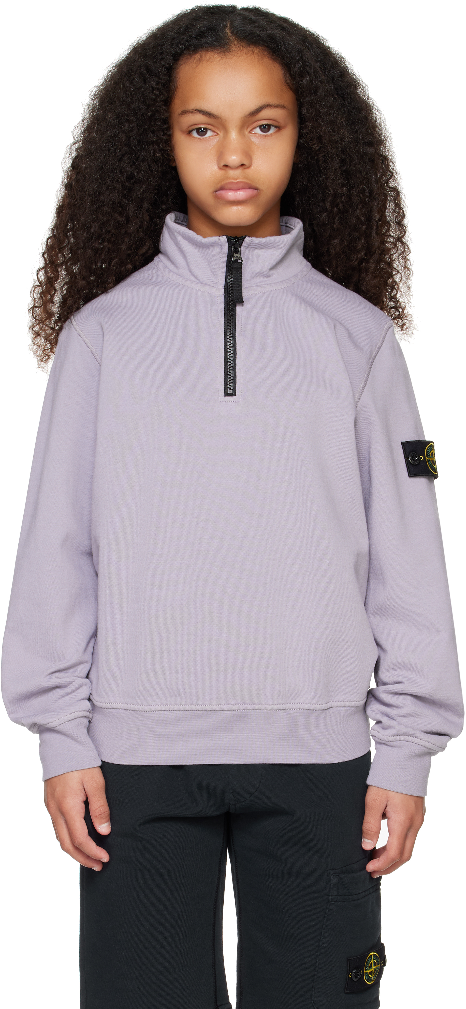 Stone Island Junior Kids Purple 61020 Organic Cotton Fleece Jumper In V0088 Lilac