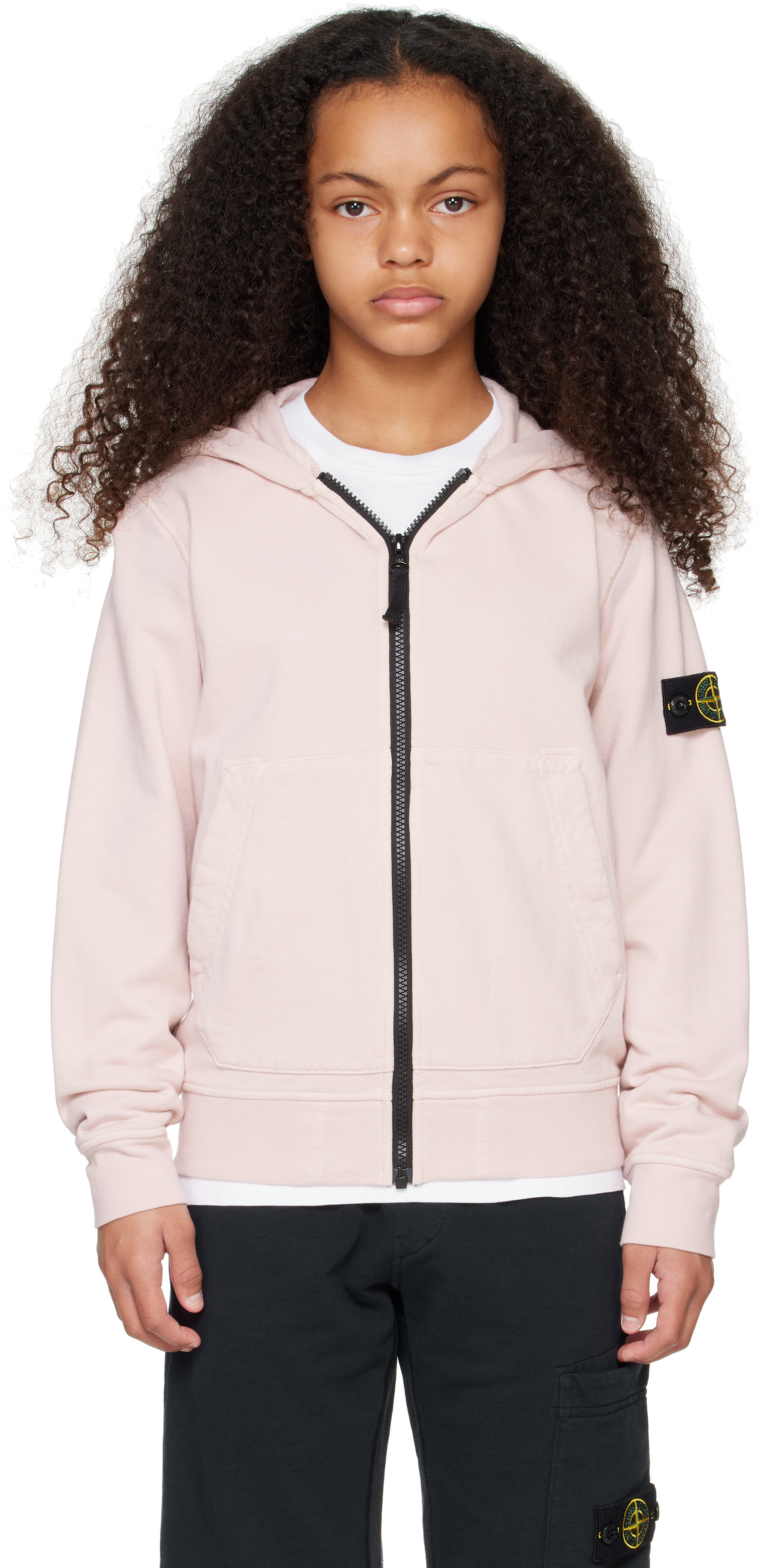 Stone Island Junior Kids Pink 60720 Organic Cotton Hoodie In V0082 Antique Rose