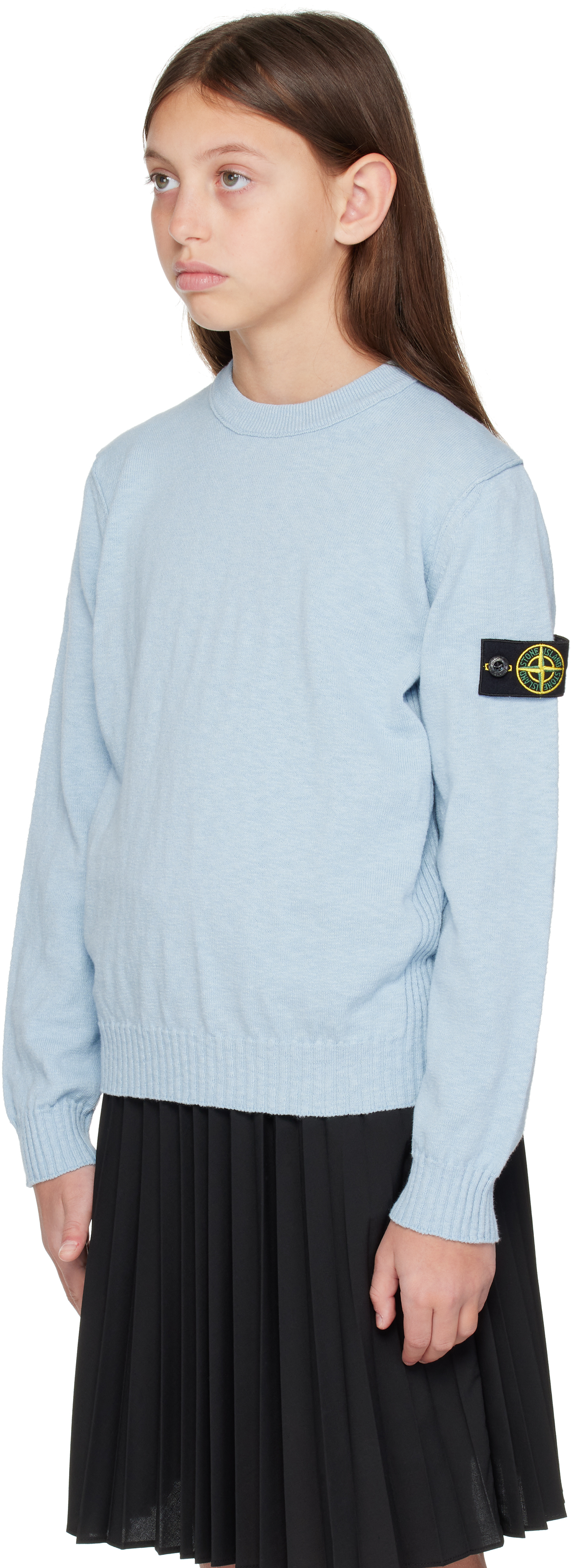 Stone Island Kids Blue Crewneck Sweater In V0041 Sky Blue