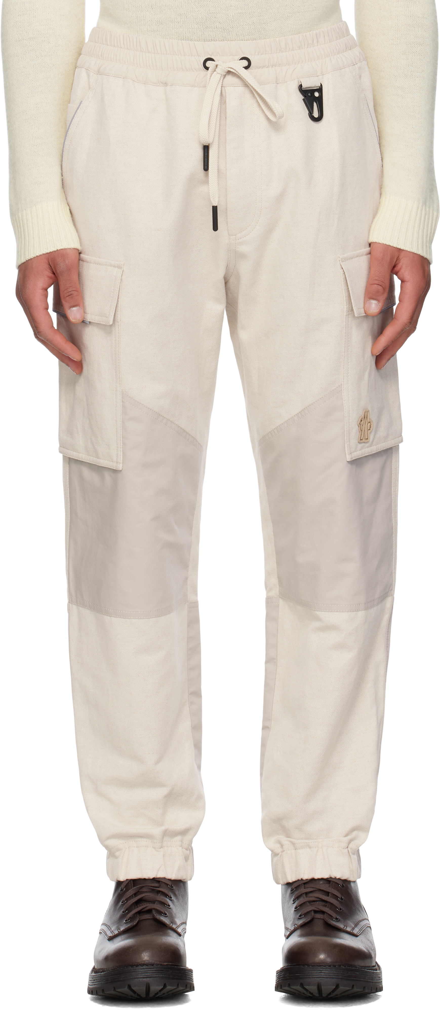 Moncler x FRGMT Hiroshi Fujiwara Beige Cotton & Linen Jogging Cargo Pants