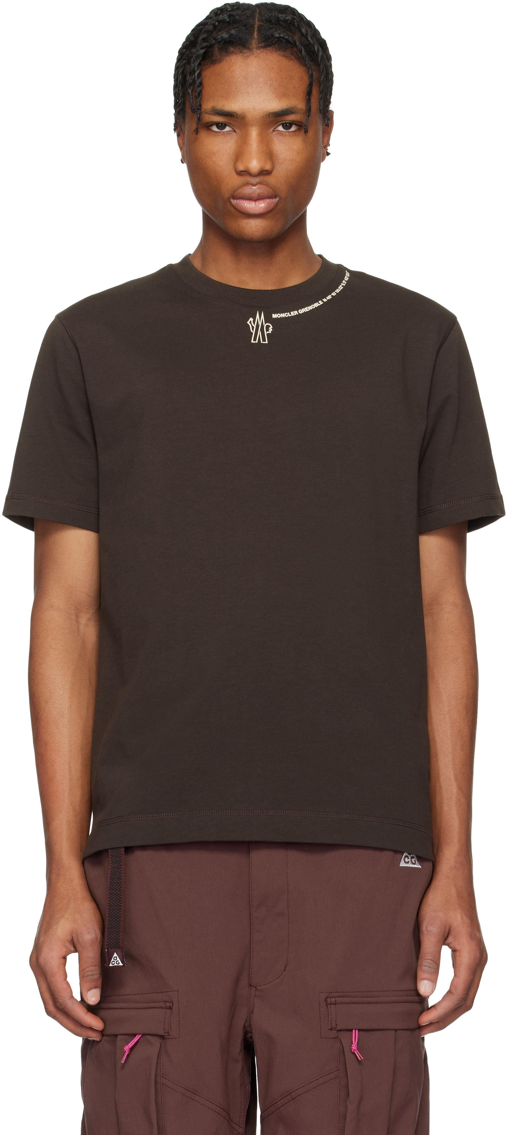 Brown Logo Cotton T-shirt
