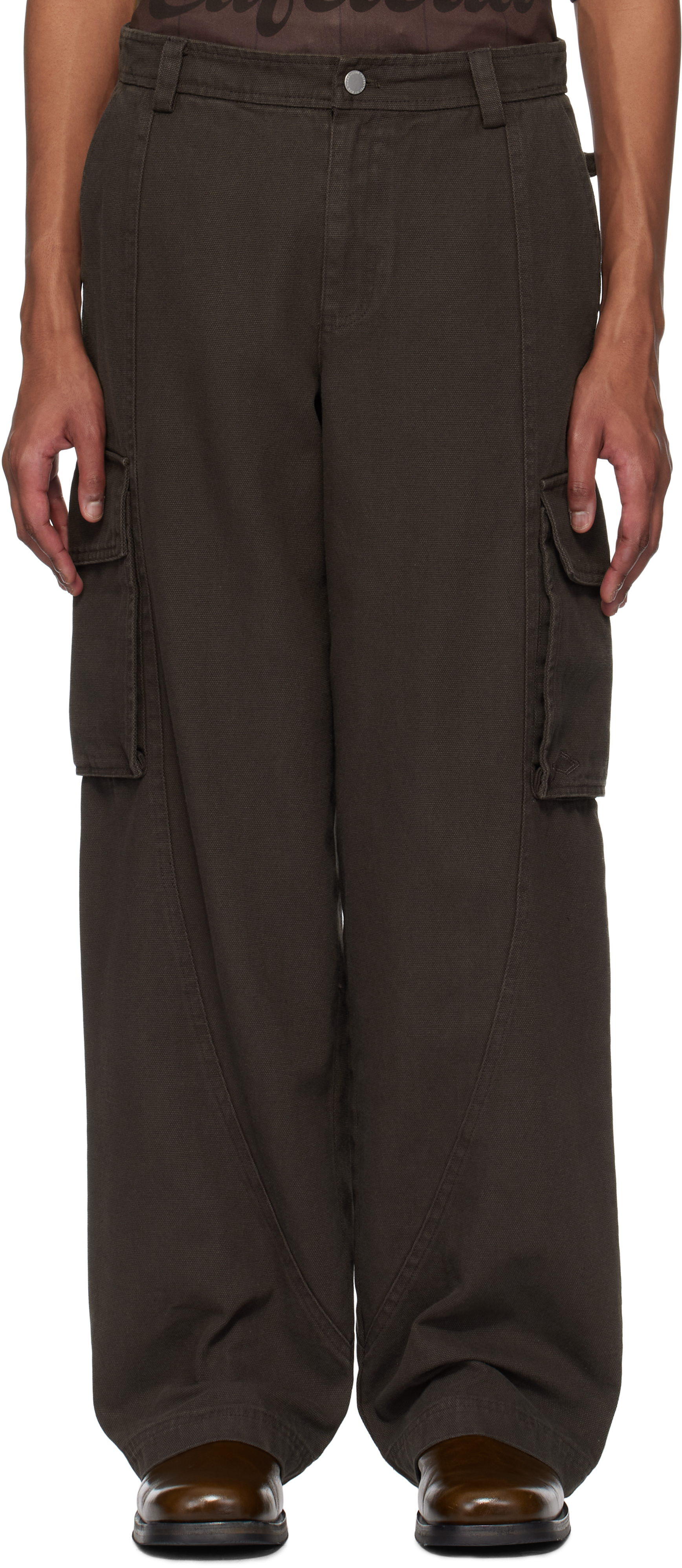 Brown Cotton Cargo Pants