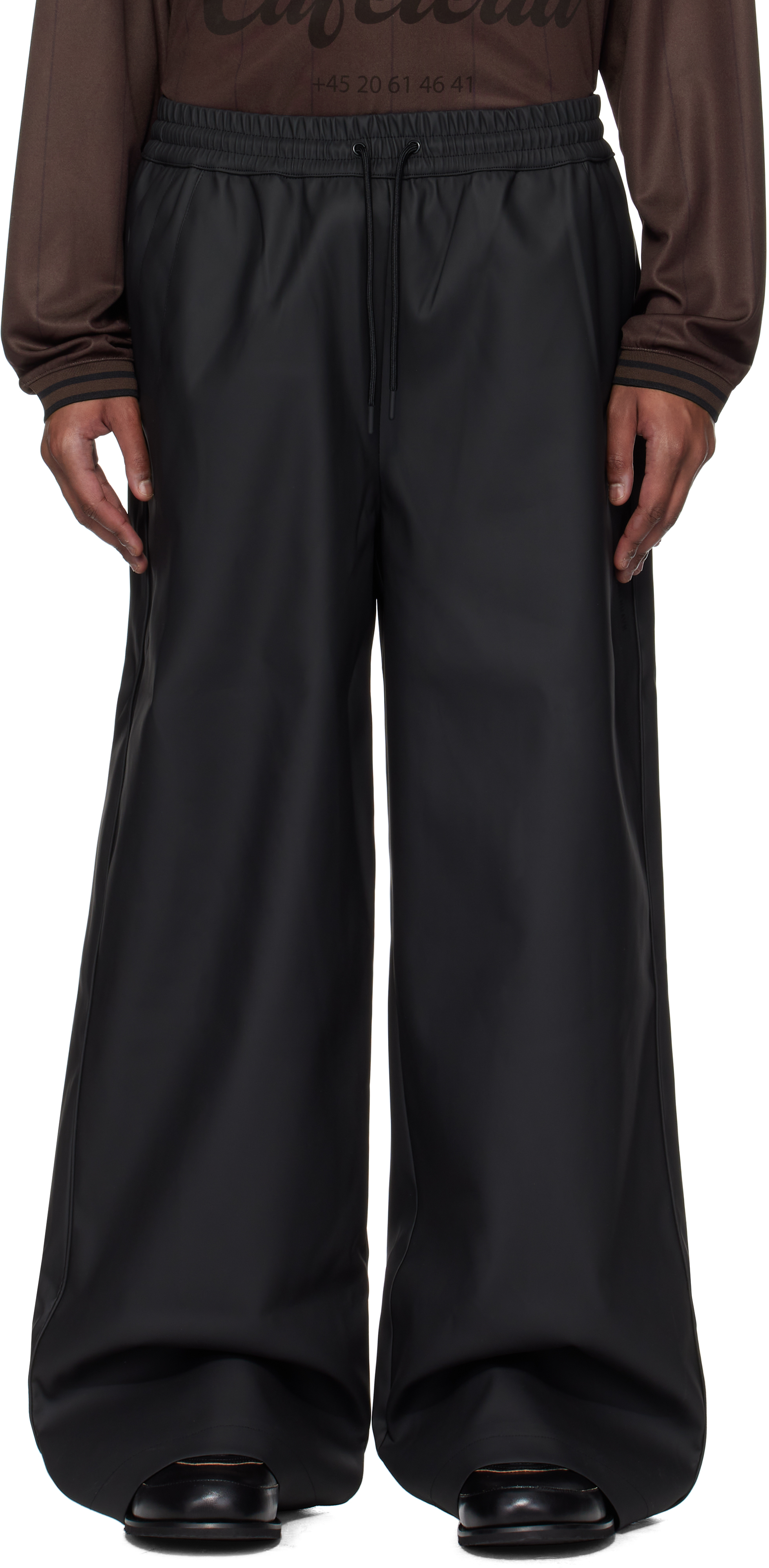 Black Rubber Relaxed Track Trousers