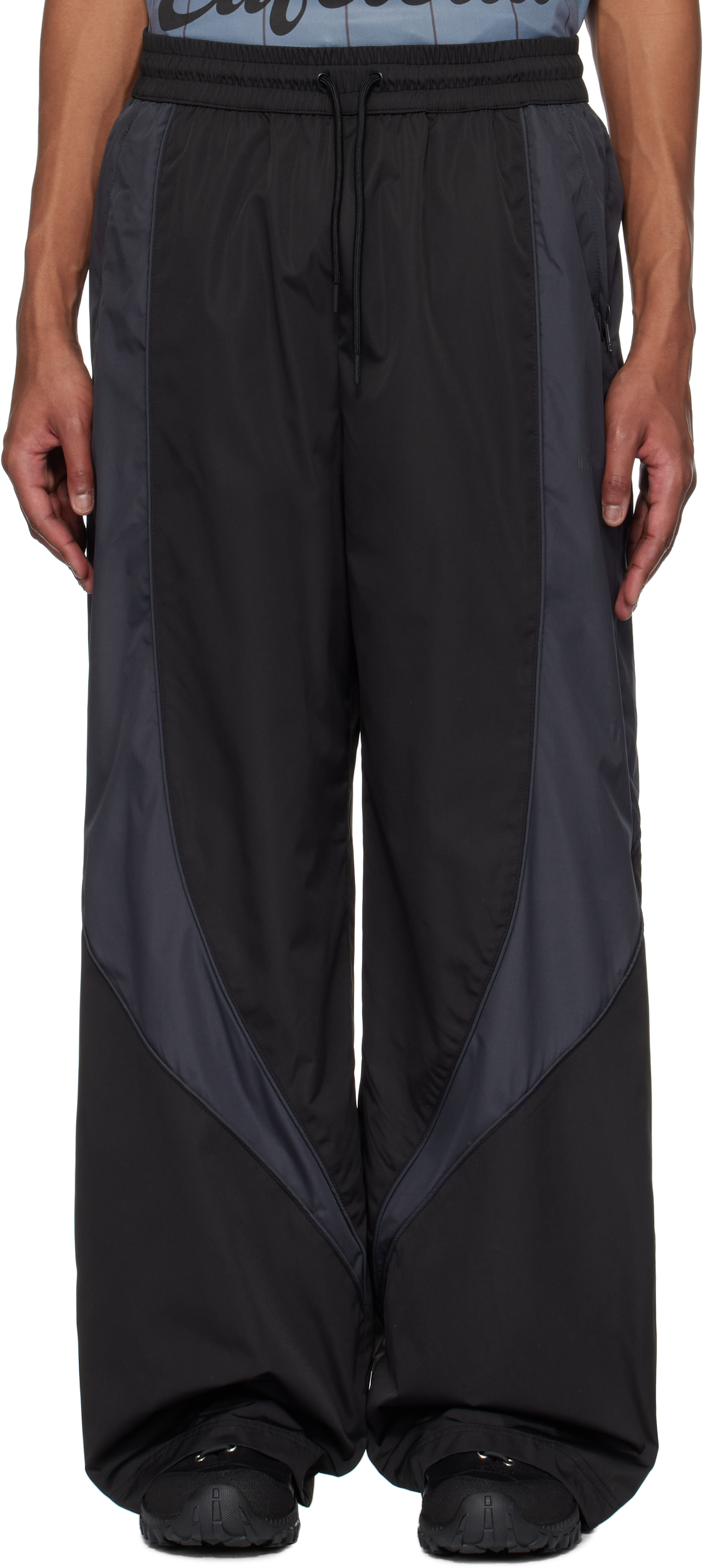 Black Panelled Track Pants