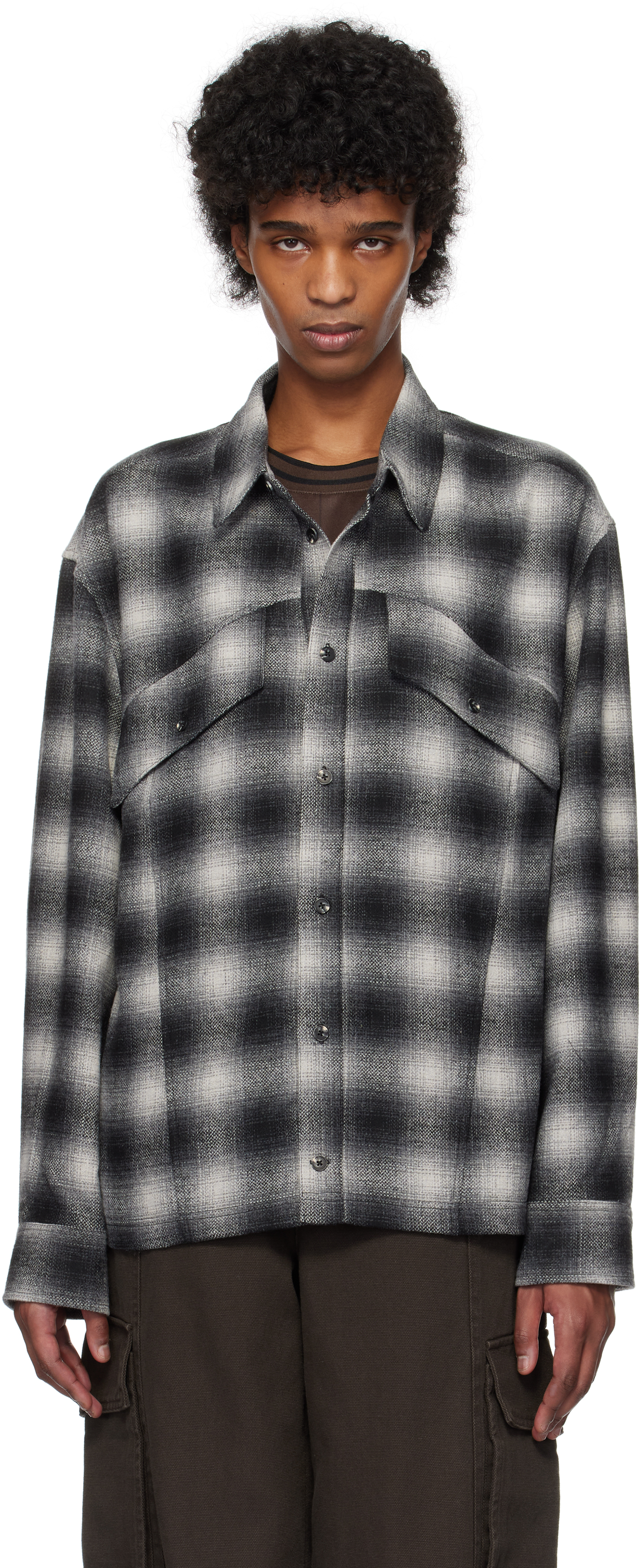 Black Relaxed Checked Shirt