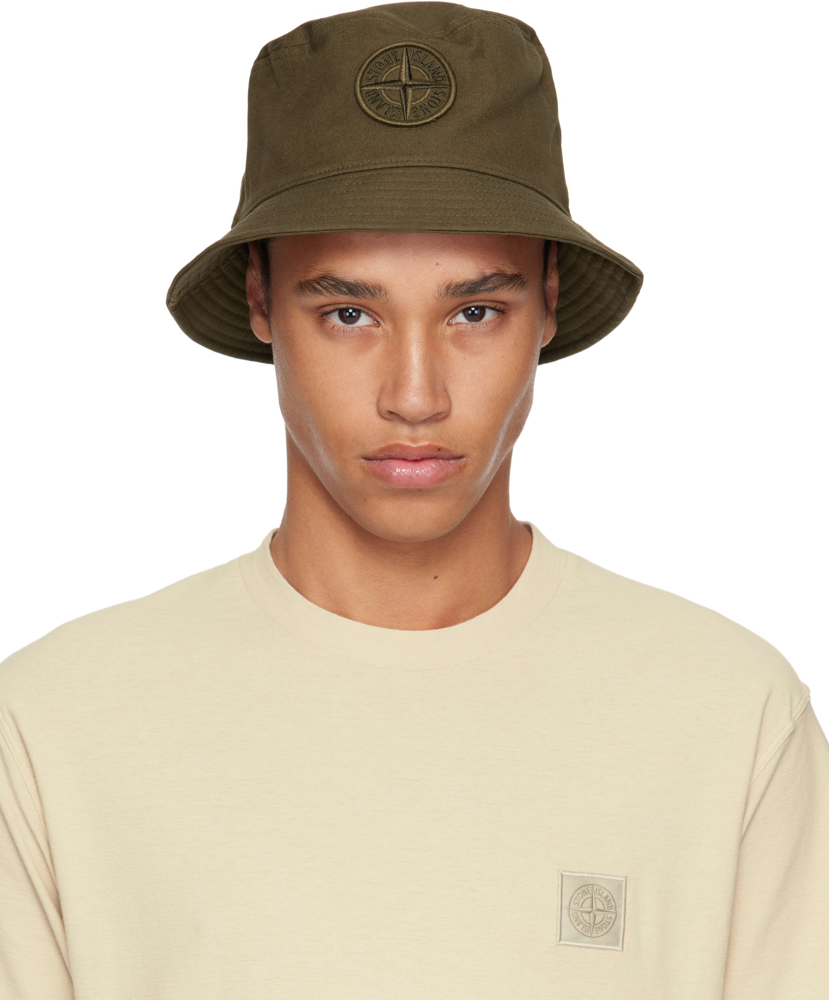 ストーンアイランド　カーキ　ハット Stone Island メンズ ハット | SSENSE 日本
