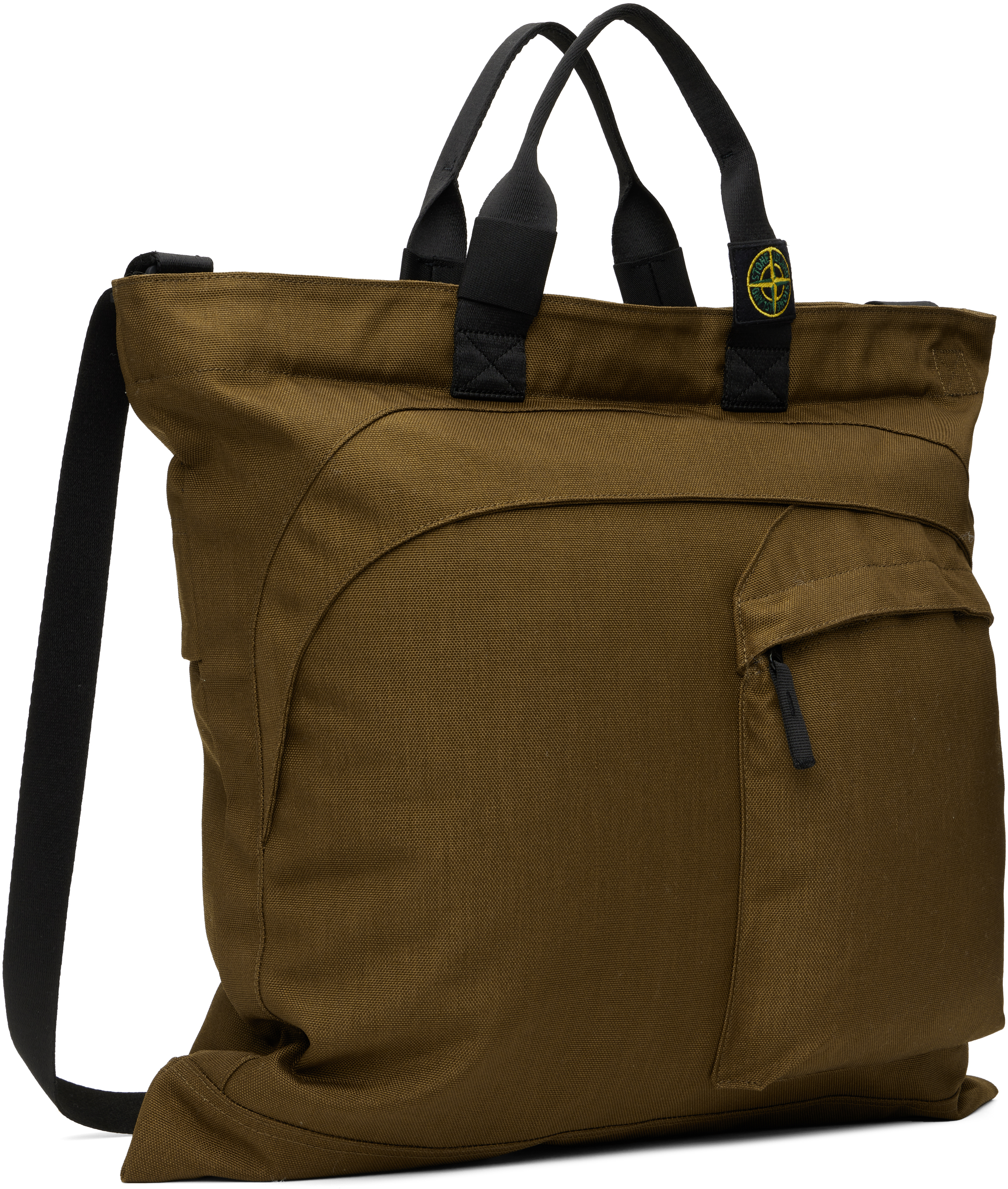 Shop Stone Island Beige Resin Treated Cordura 1500 Tote In V0098 Dark Beige