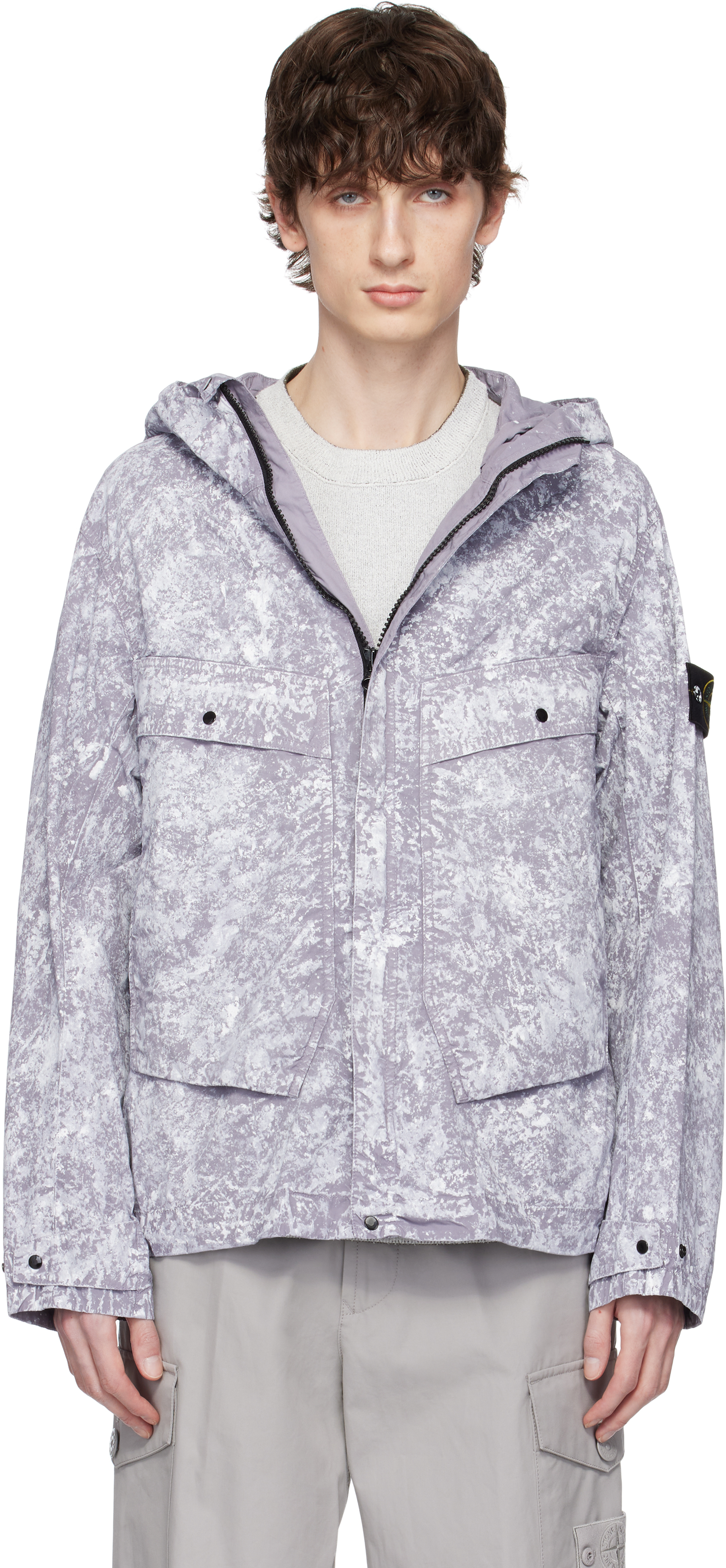 White & Gray Tela Paracadute Stretch-TC Jacket